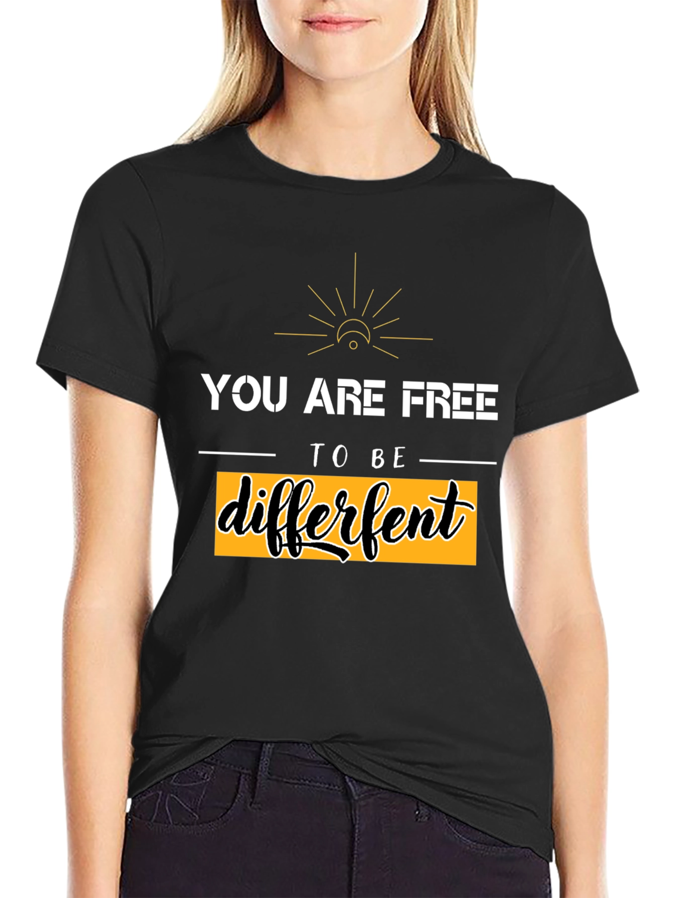 Black Be Different Graphic Tee - Black Unisex T-Shirt view 2