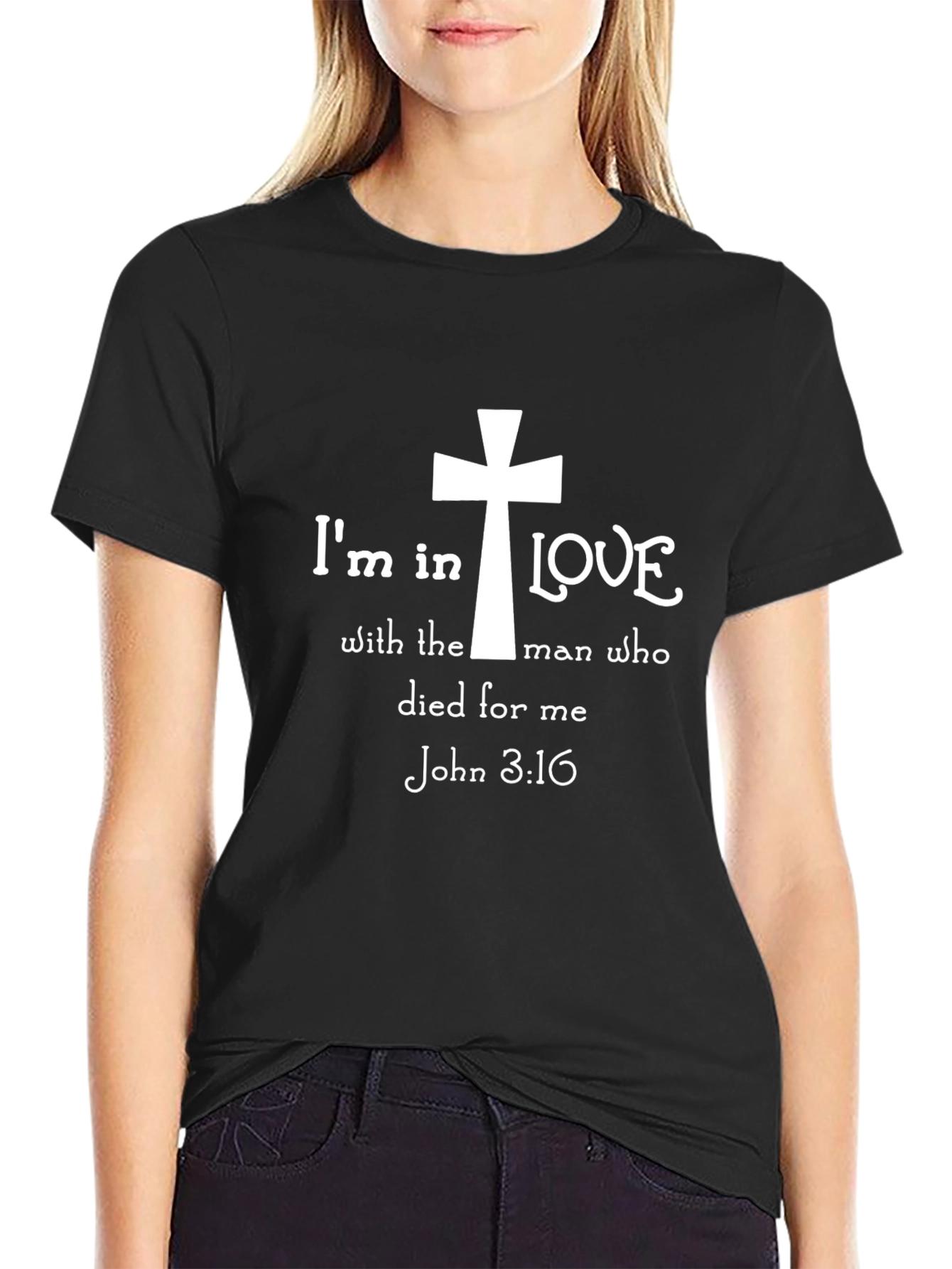 Black I'm in Love T-Shirt | Religious Christian Tee view 2
