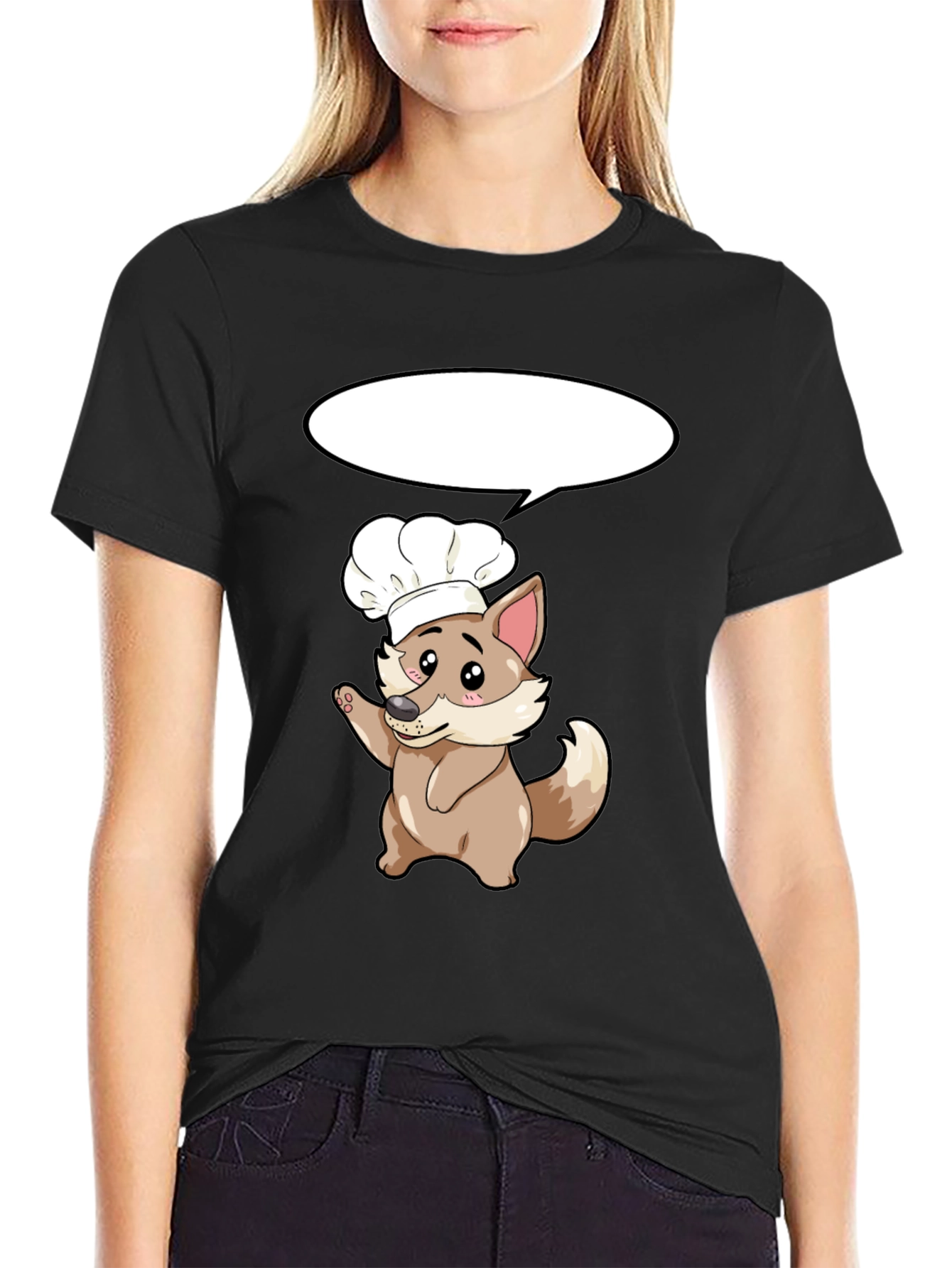 Black Chef Dog T-Shirt - Cute Cartoon Cook view 2