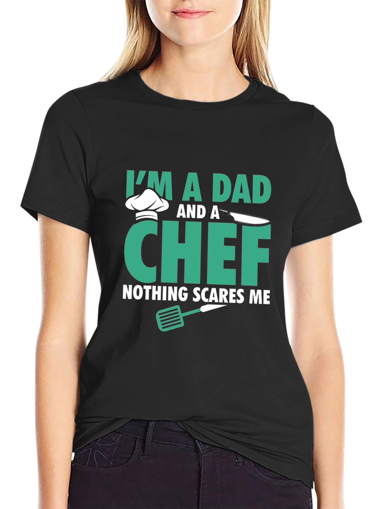 Black Dad & Chef T-Shirt - Nothing Scares Me view 2
