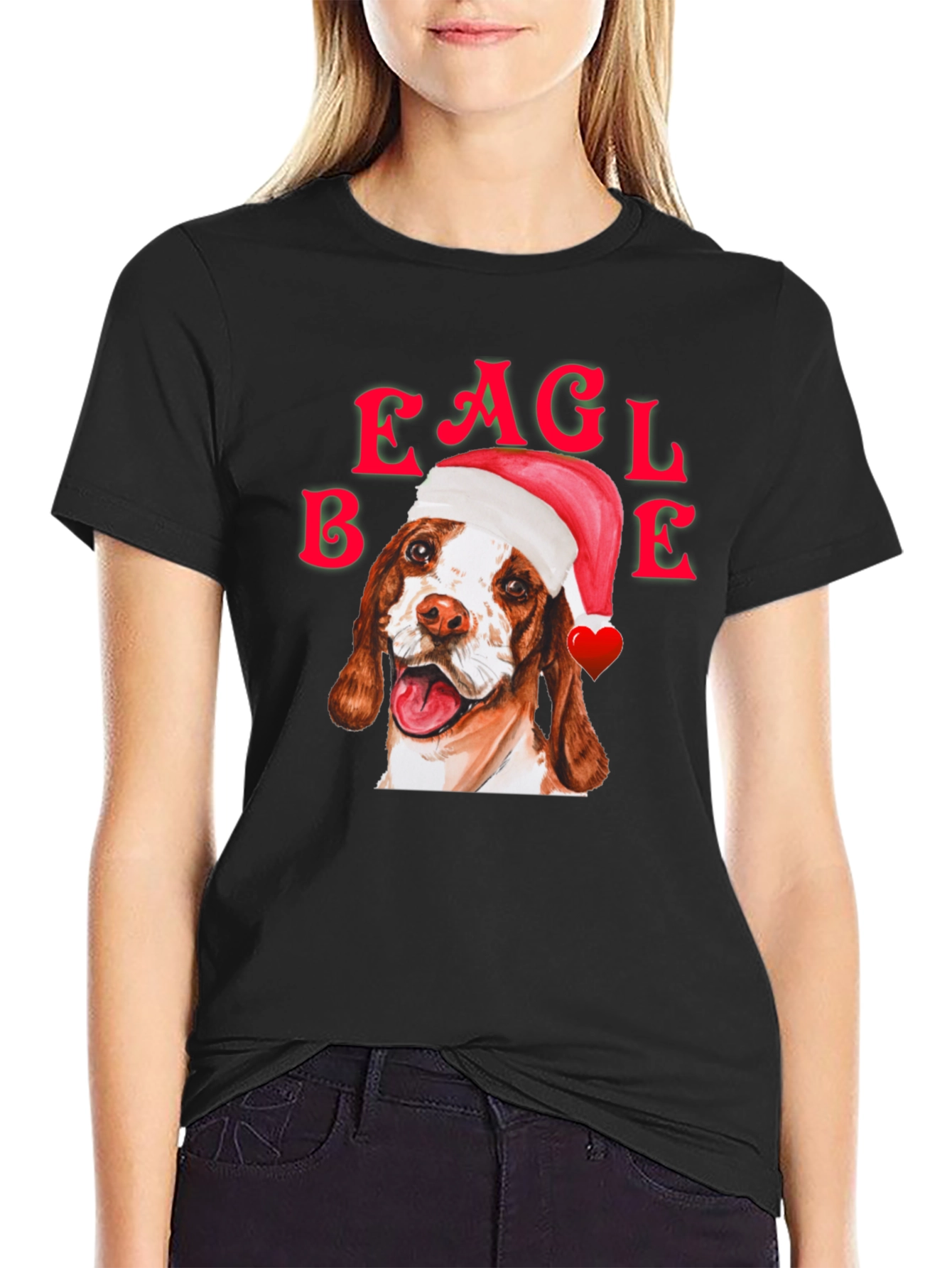 Black Eagle Beagle Christmas Dog T-Shirt view 2