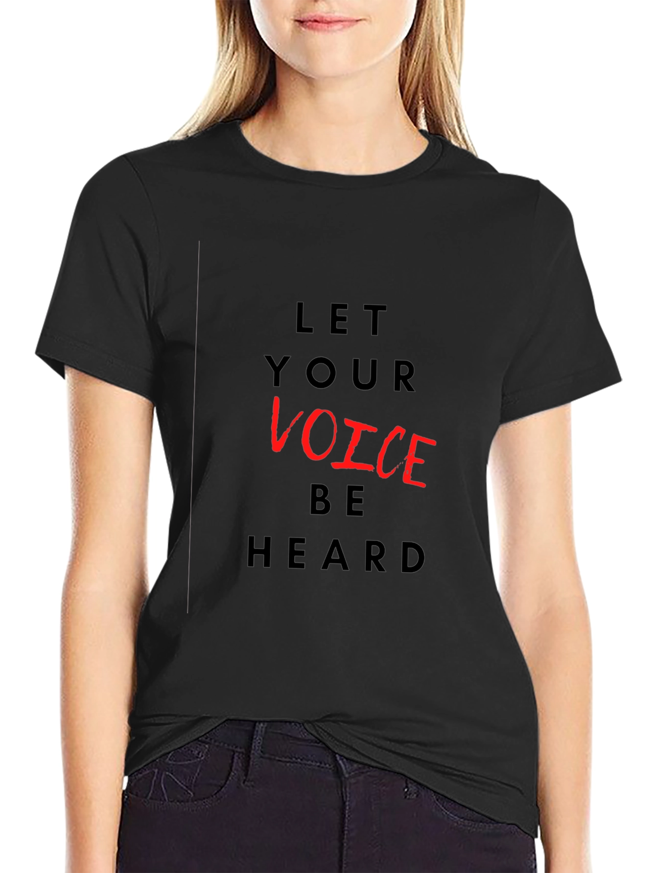 Black Let Your Voice Be Heard Graphic T-Shirt view 2