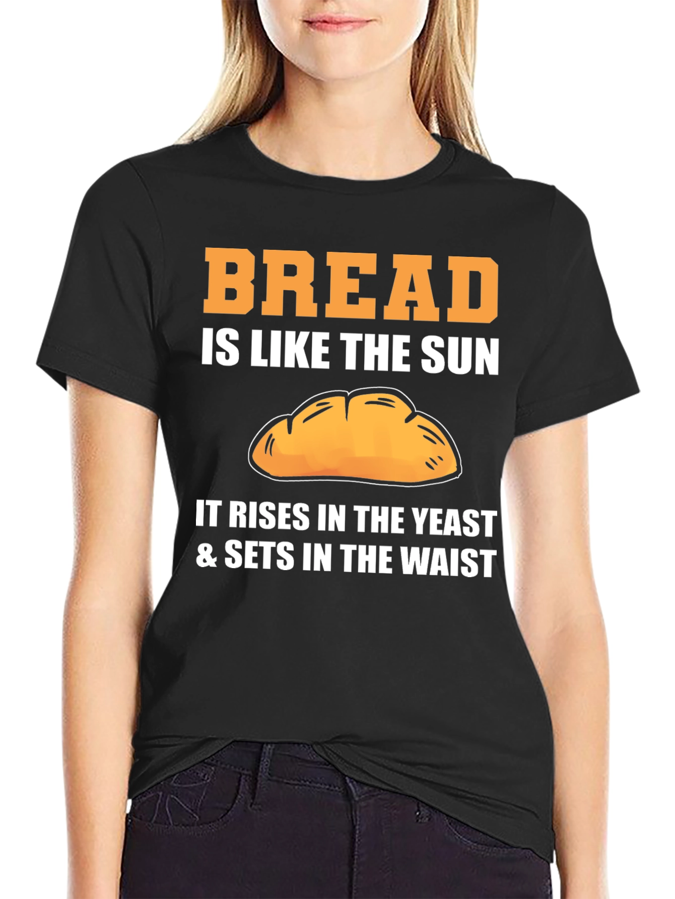 Black Bread Lover T-Shirt - Rising Waist Humor view 2