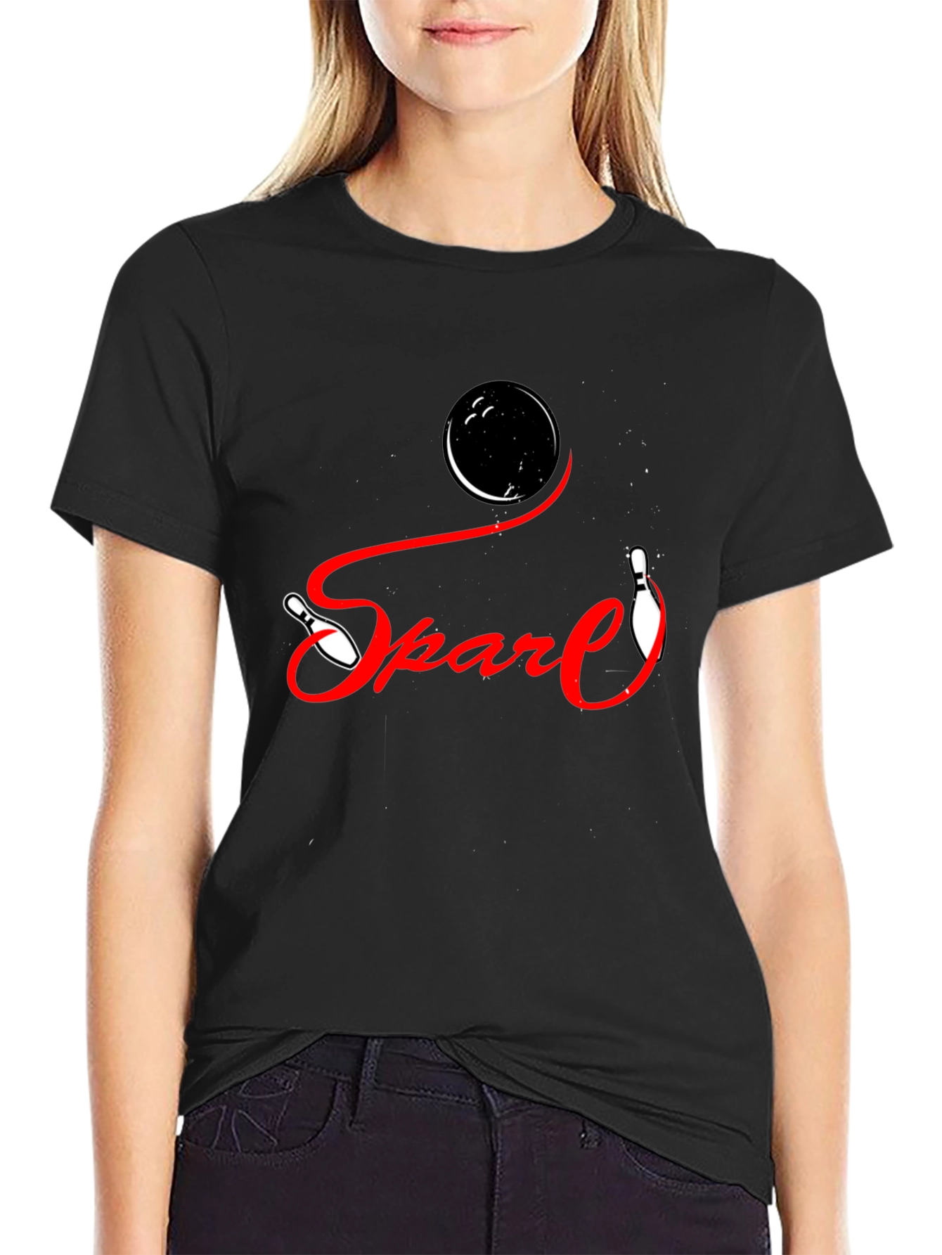 Black Spare Bowling Graphic T-Shirt - Strike Style! view 2