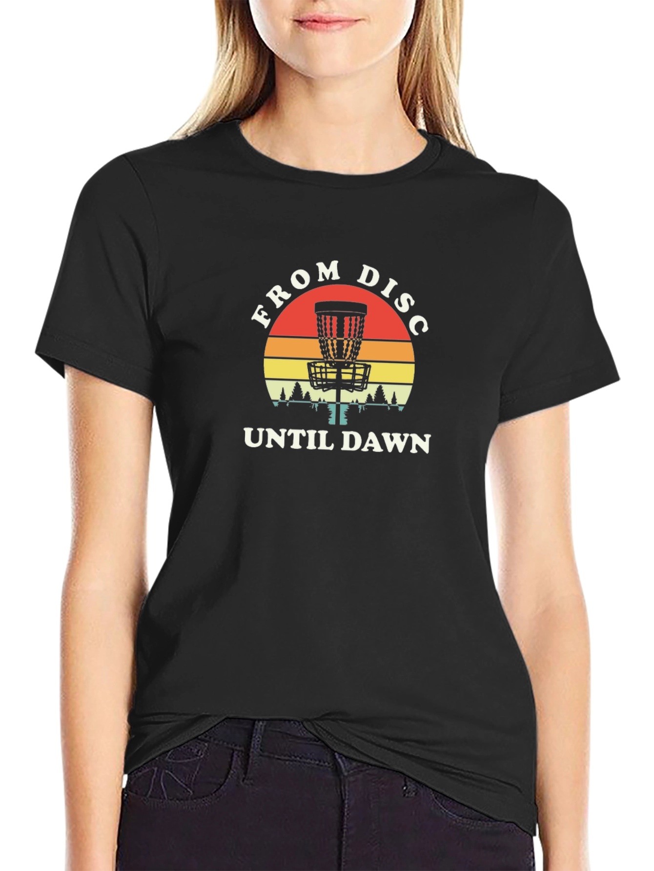 Black From Disc Until Dawn Disc Golf T-Shirt view 2