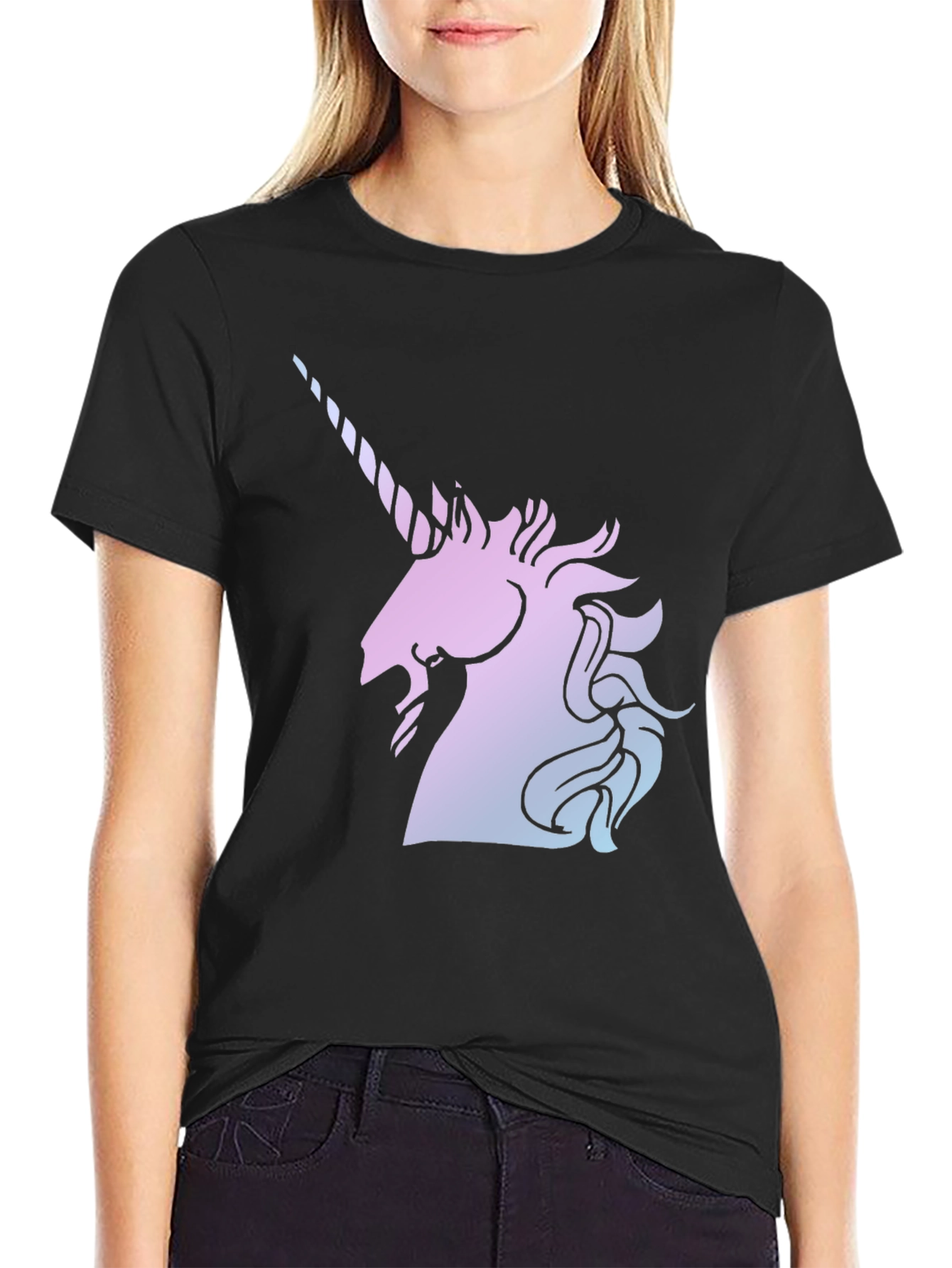 Black Unicorn Graphic Black T-Shirt view 2