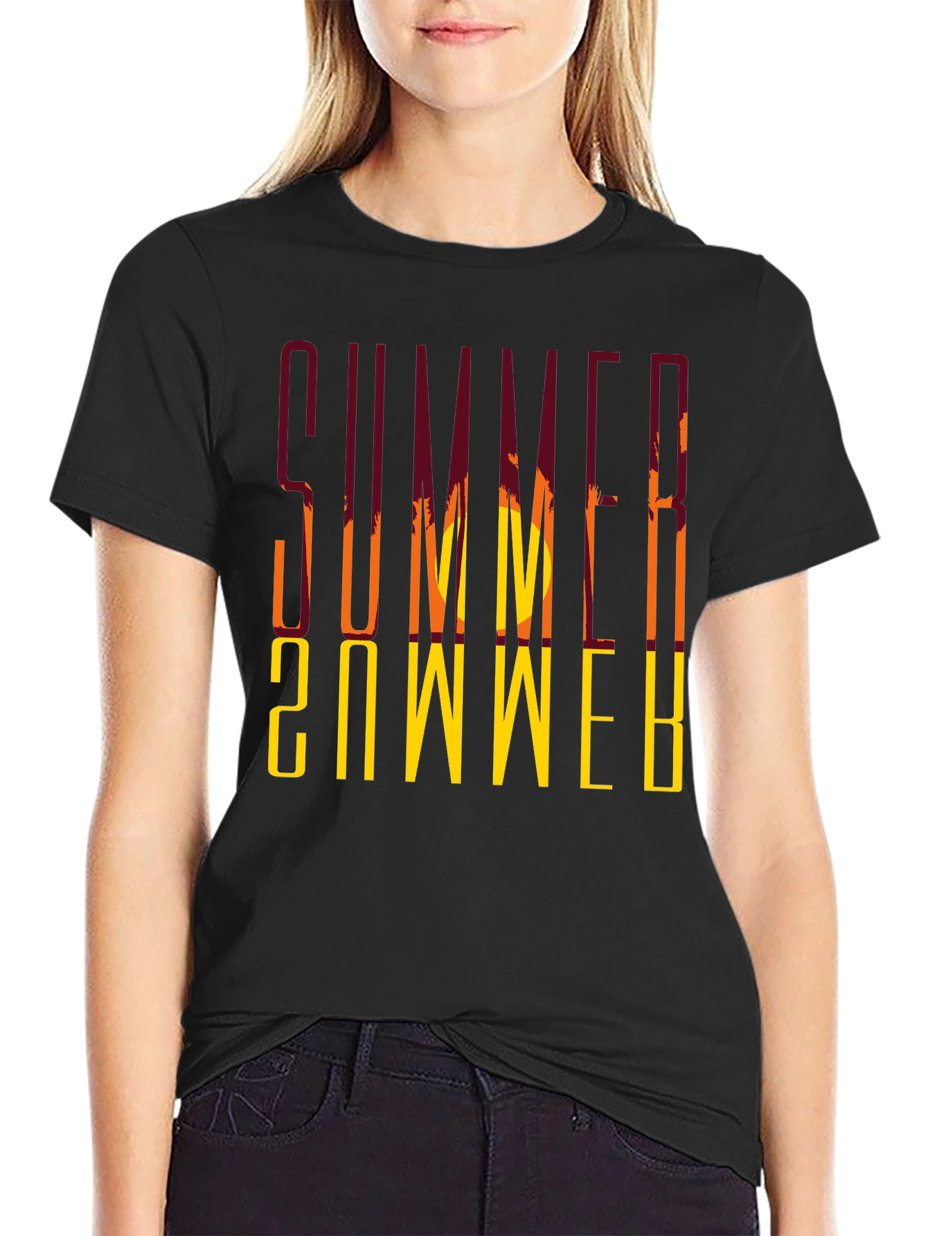 Black Summer Retro Graphic T-Shirt view 2