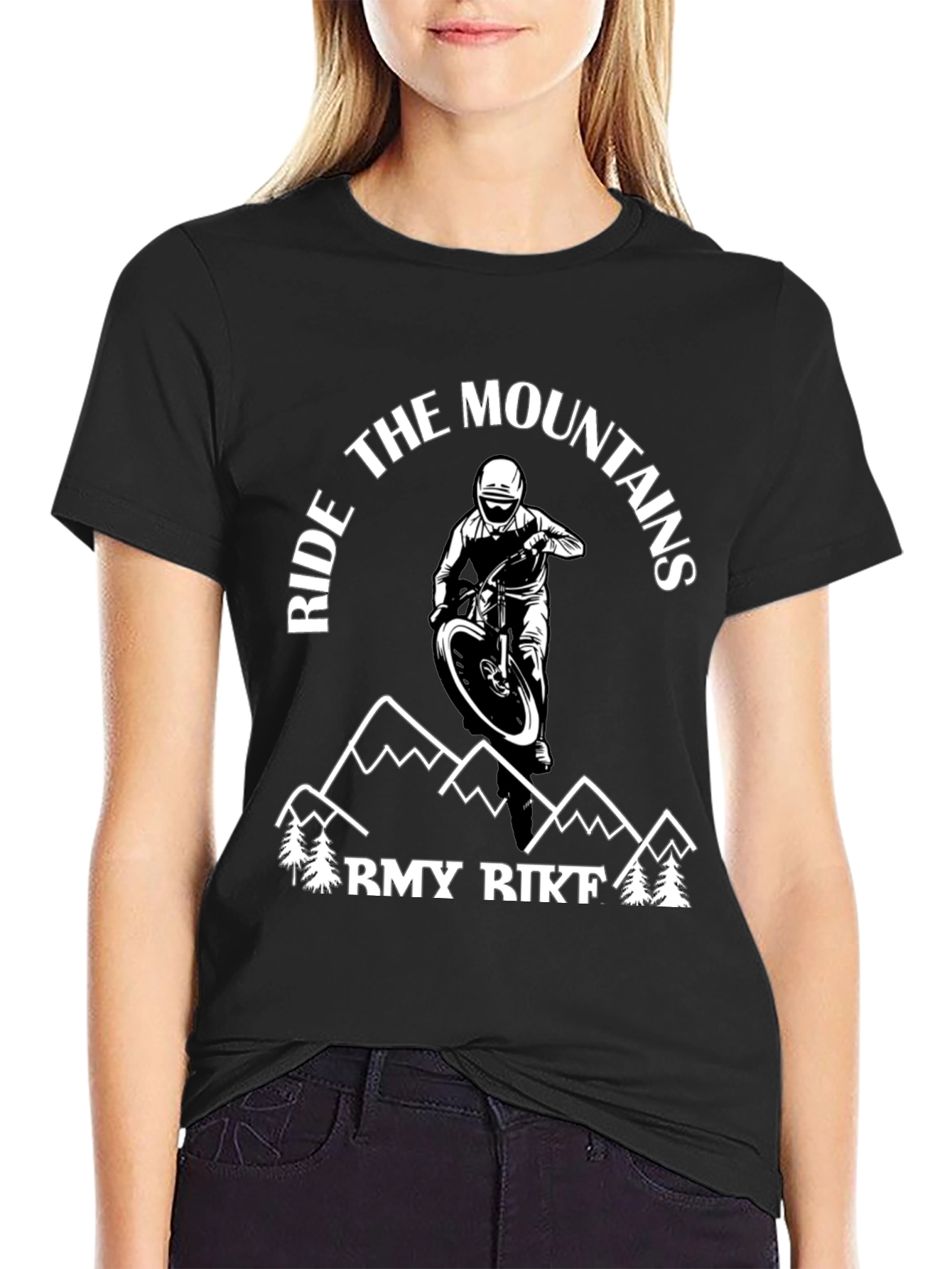 Black Ride the Mountains Graphic Tee view 2