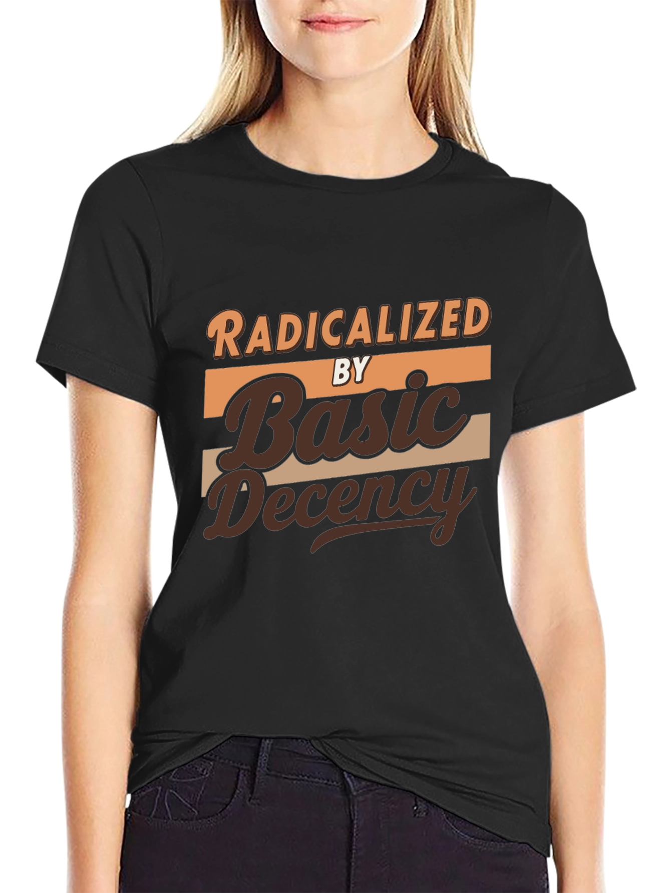 Black Radicalized by Basic Decency Graphic T-Shirt view 2