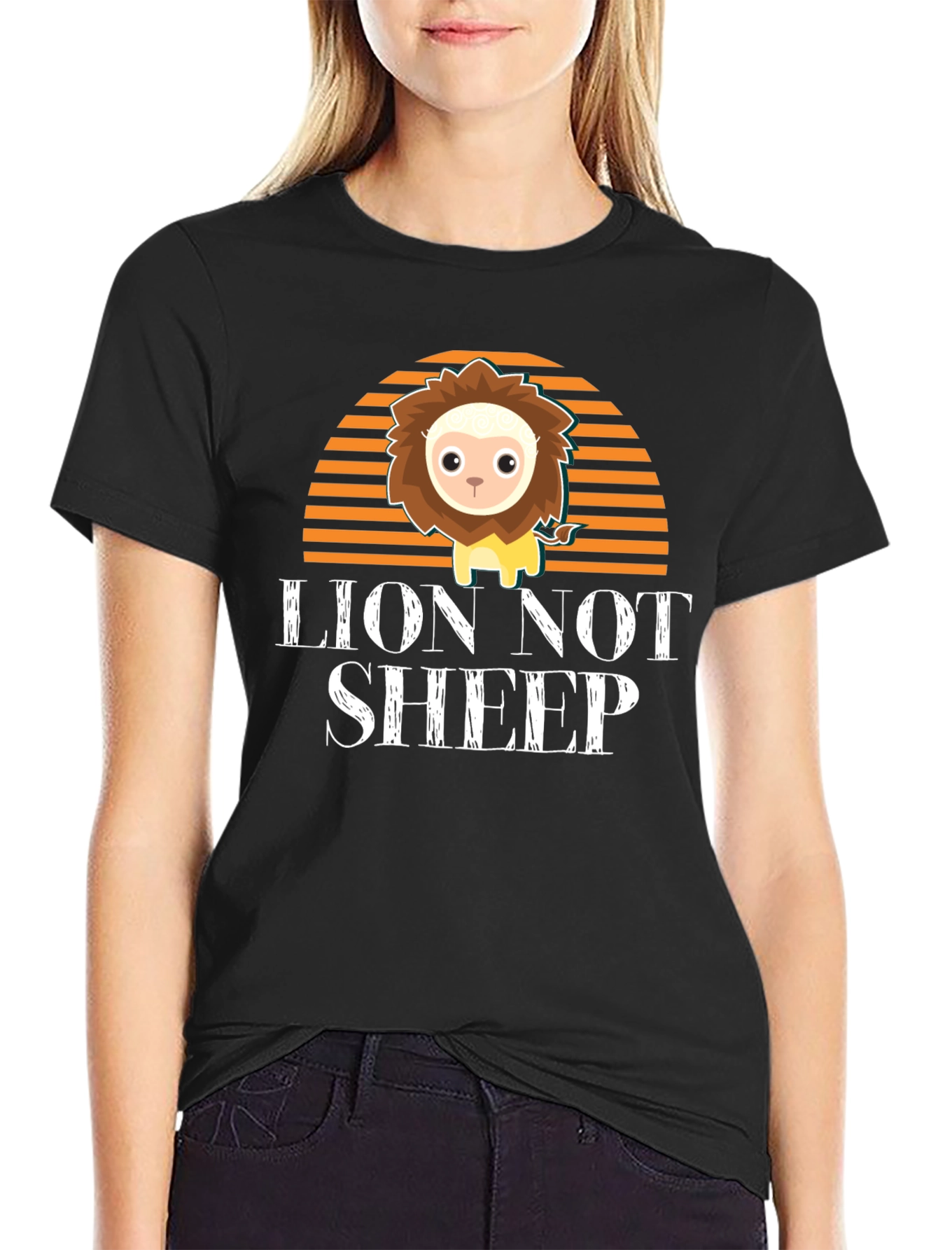 Black Lion Not Sheep Graphic Tee - Mens Black T-Shirt view 2