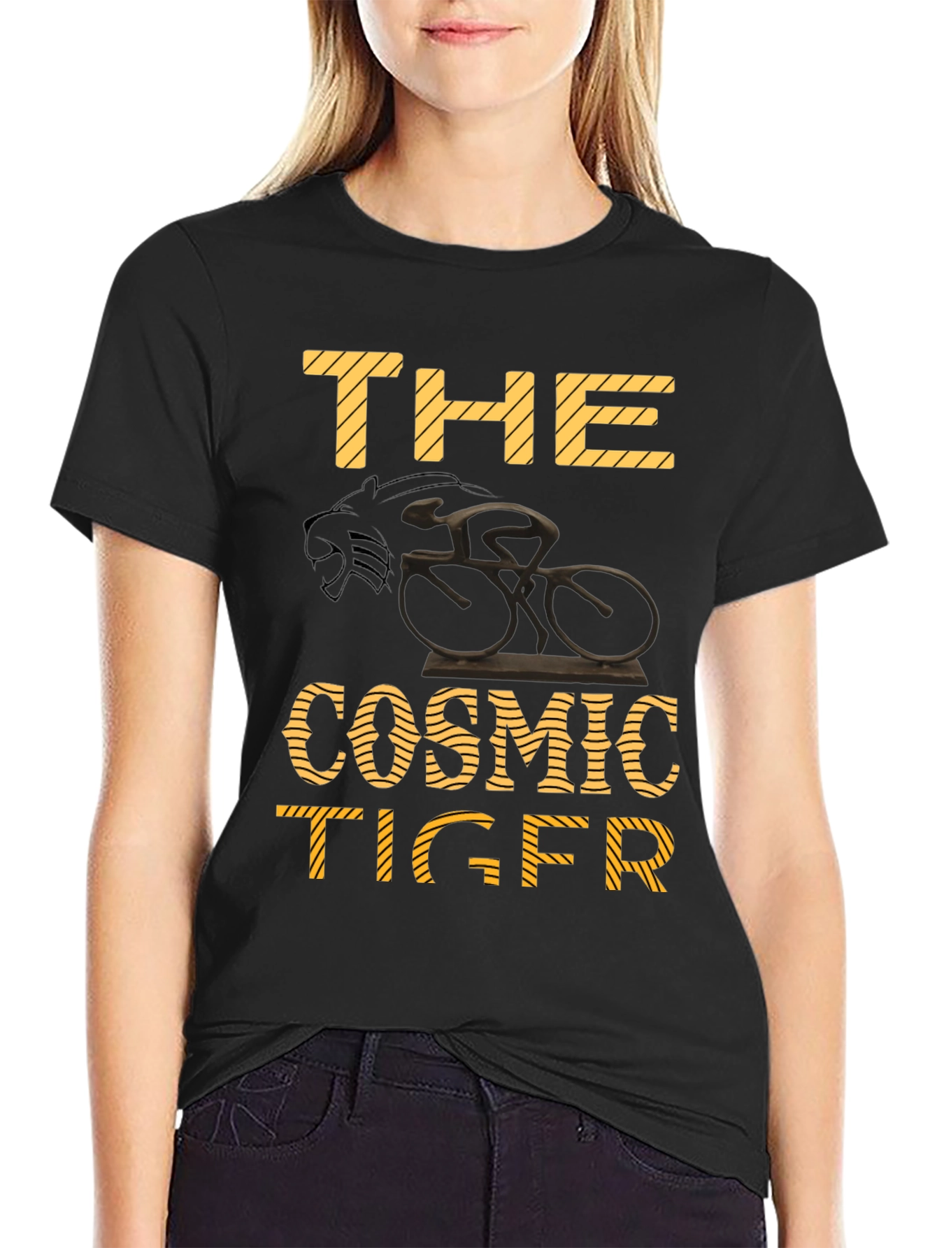 Black The Cosmic Tiger Black T-Shirt view 2