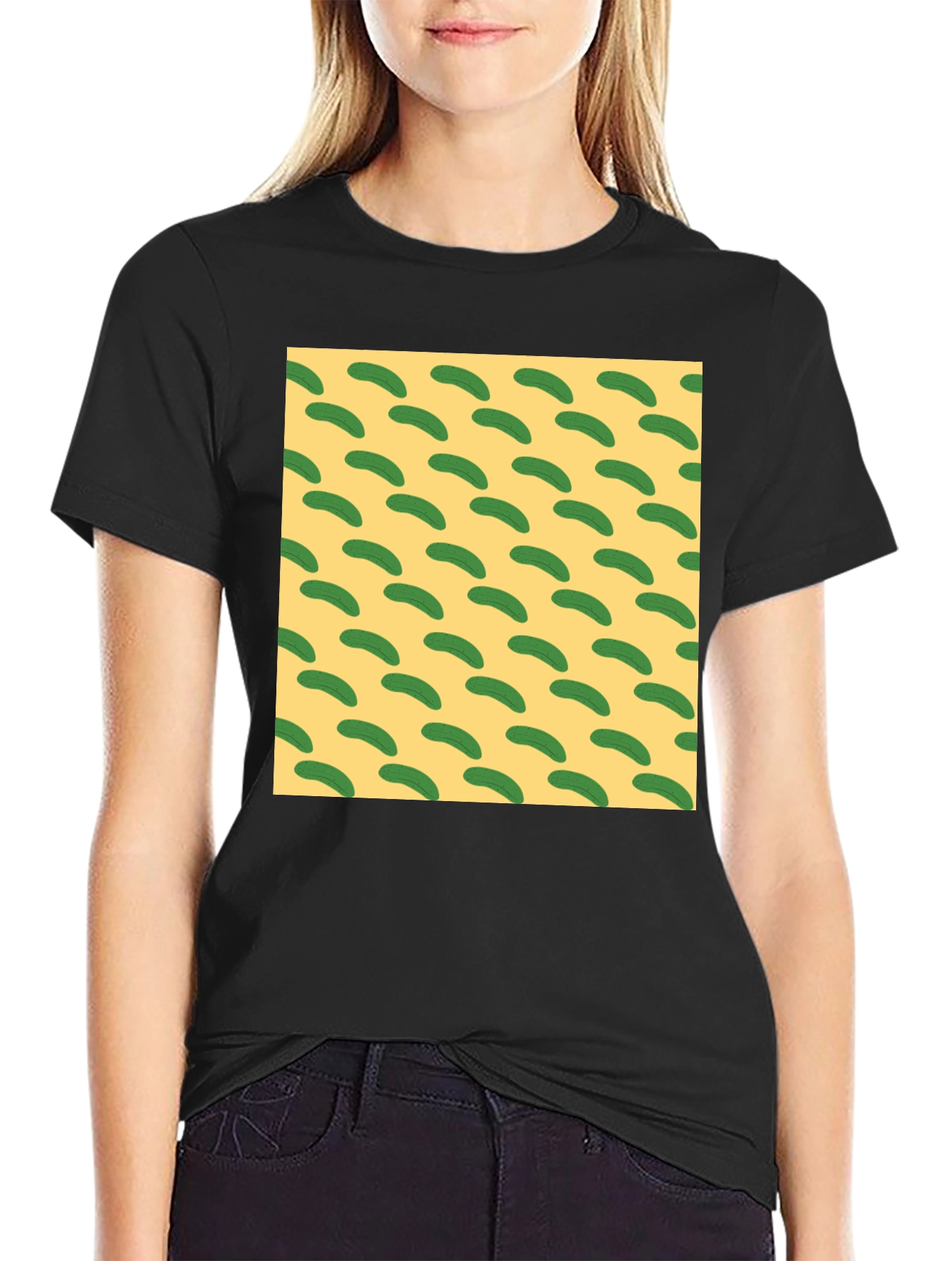 Black Pickle Pattern T-Shirt view 2
