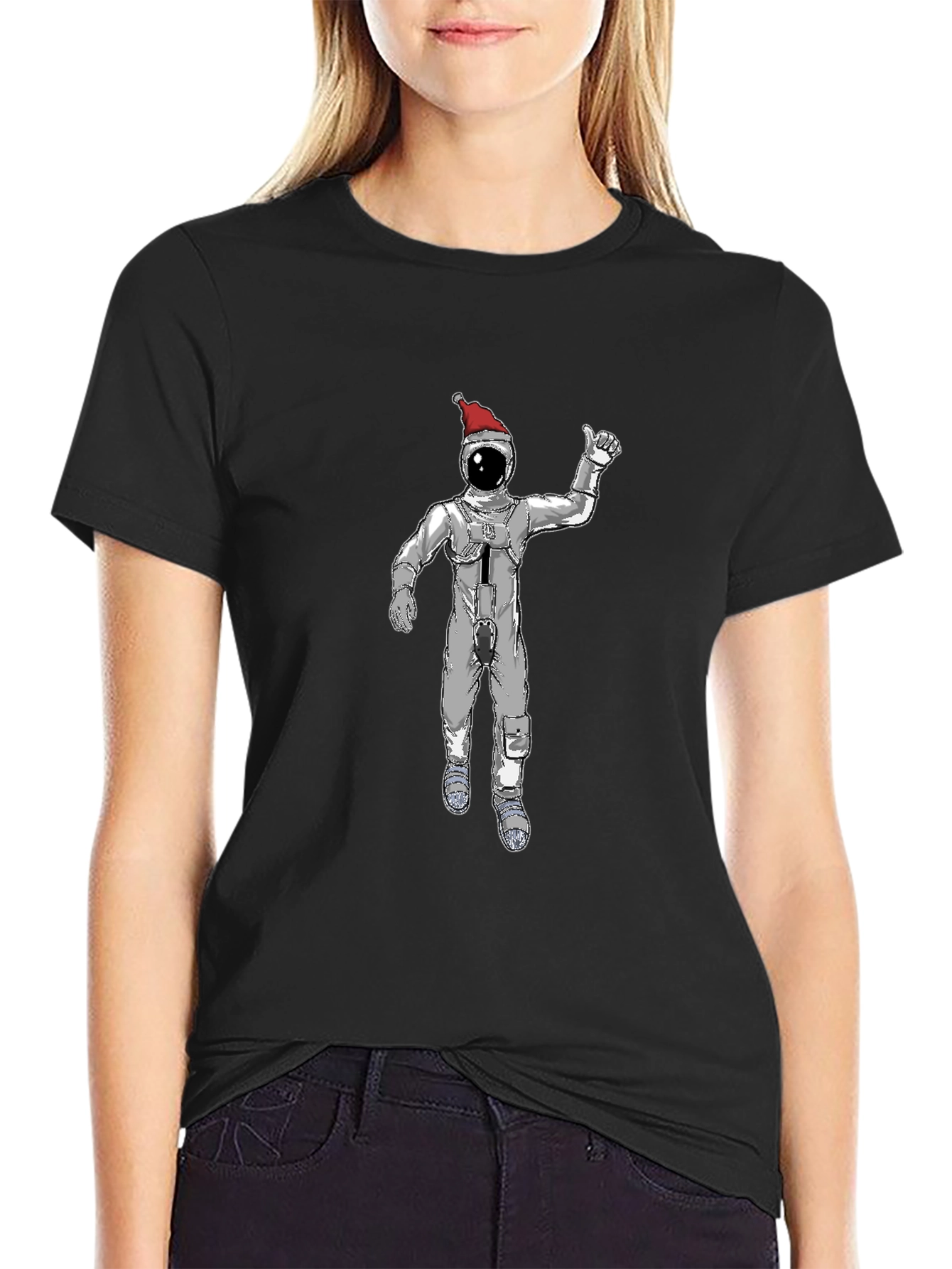 Black Christmas Spaceman Graphic Tee - Black view 2