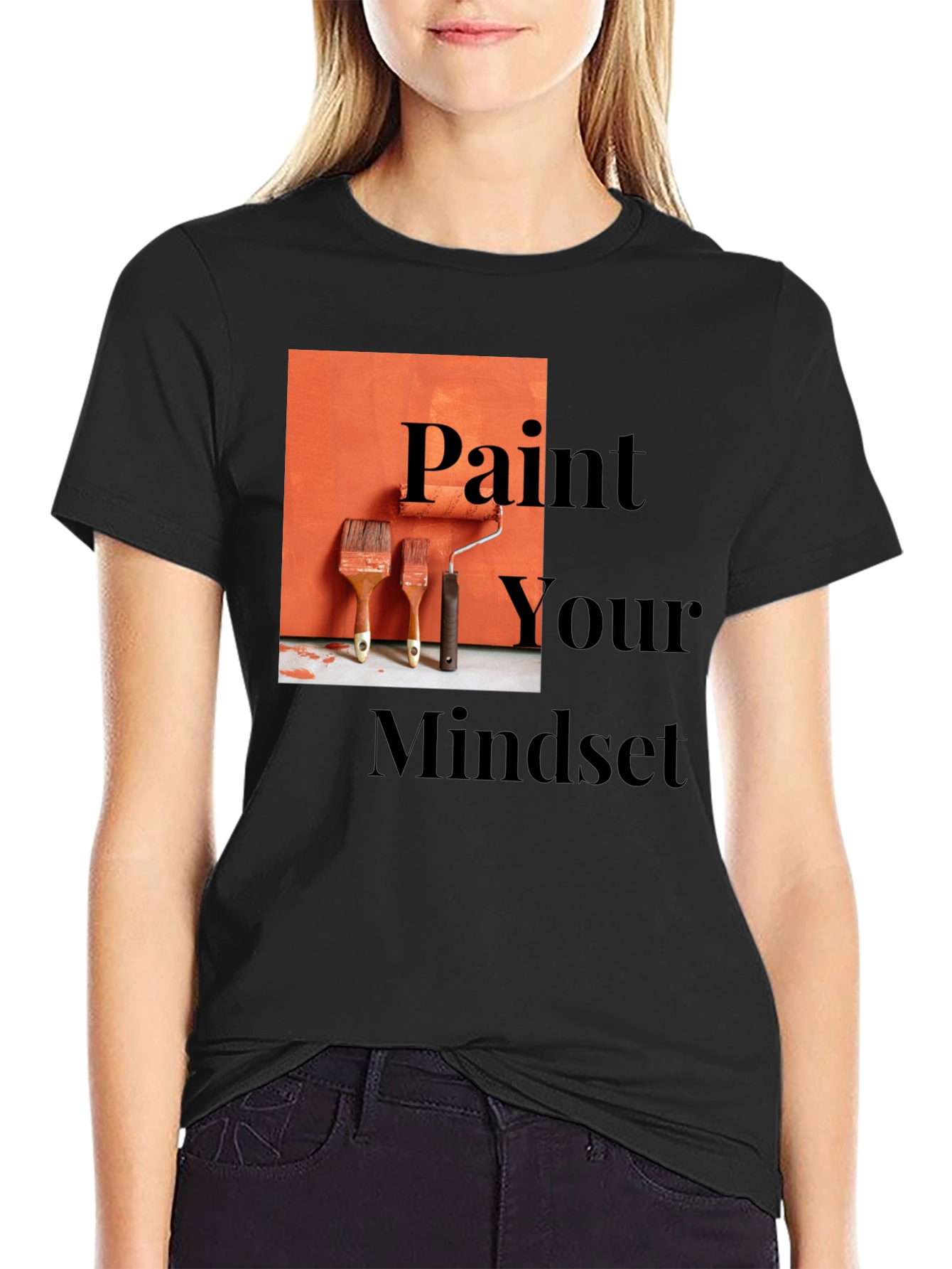Black Paint Your Mindset Graphic Tee - Black view 2