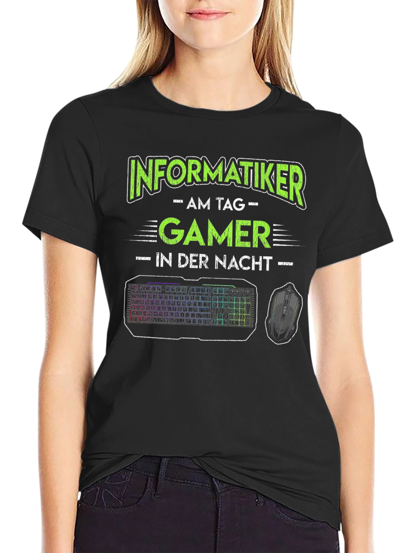 Black Informatiker Gamer T-Shirt - Black Novelty Tee view 2