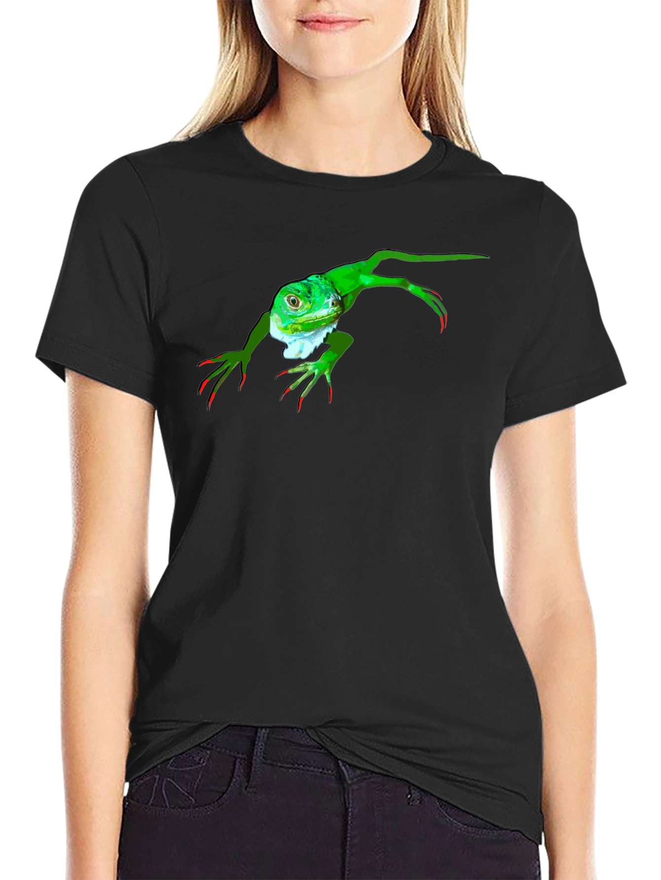 Black Iguana Graphic Tee - Black Cotton T-Shirt view 2