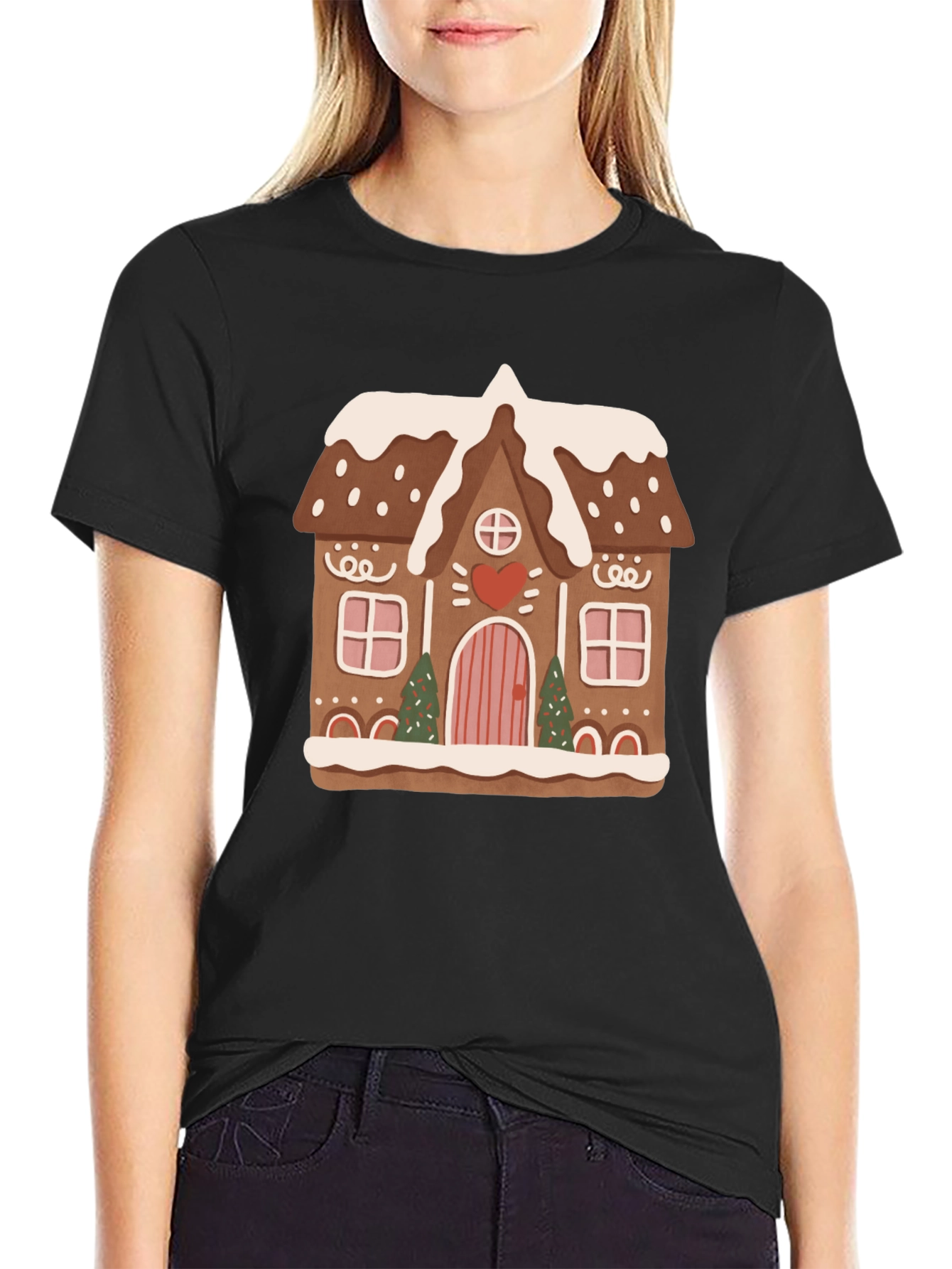 Black Gingerbread House Graphic Tee view 2