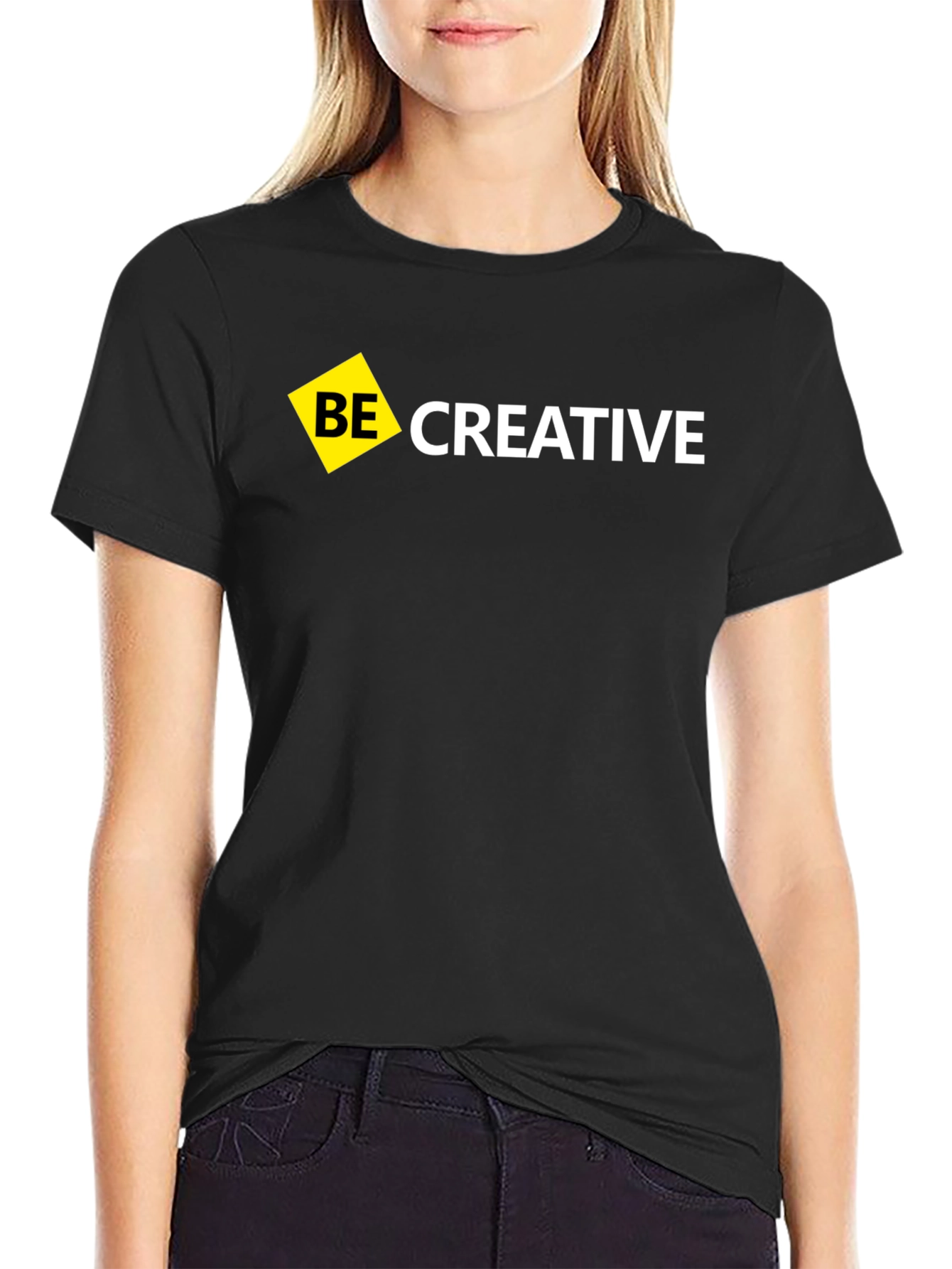 Black Be Creative Black T-Shirt - Modern Design view 2