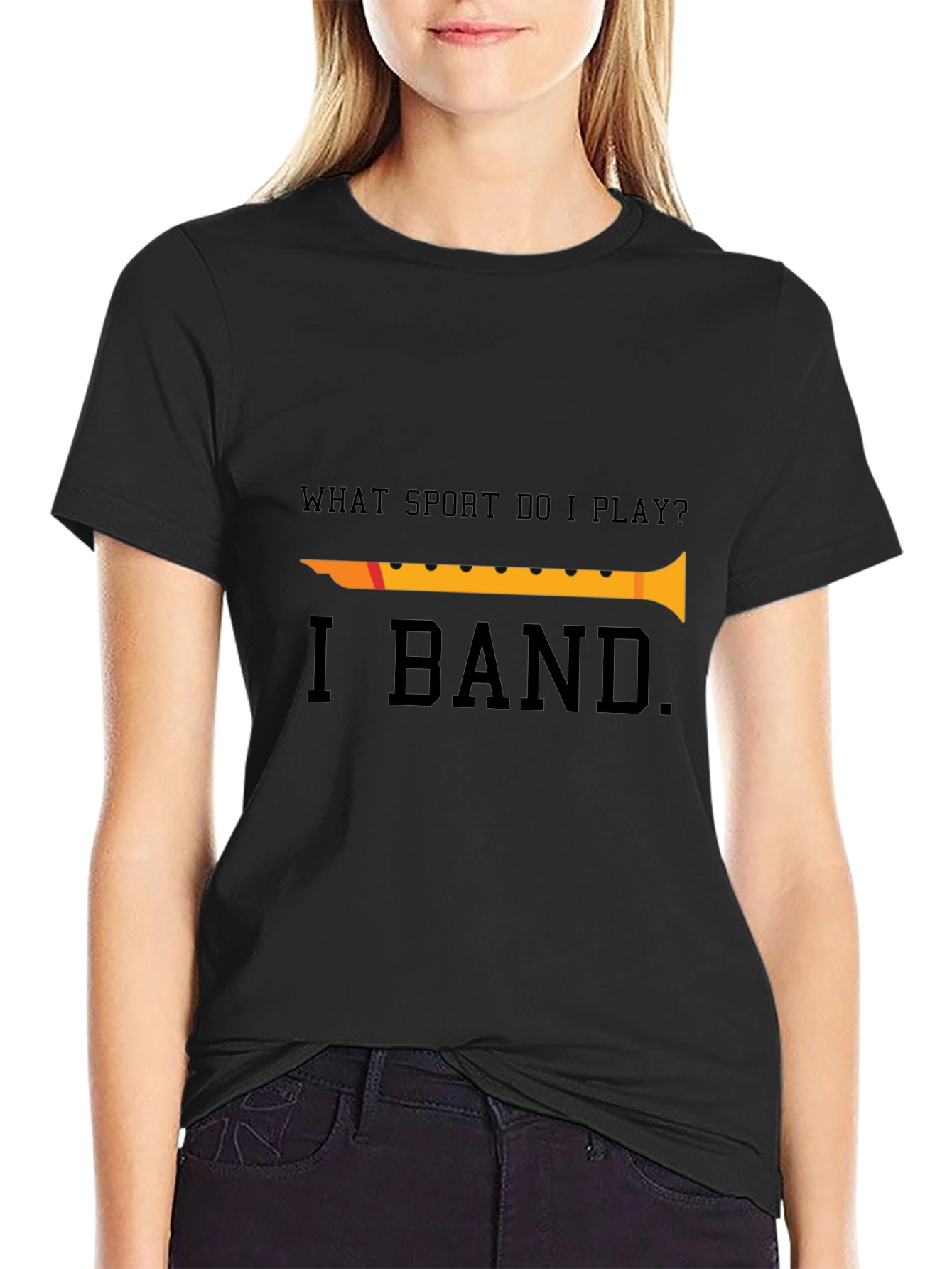 Black Funny Band T-Shirt - What Sport Do I Play? Musician Tee view 2