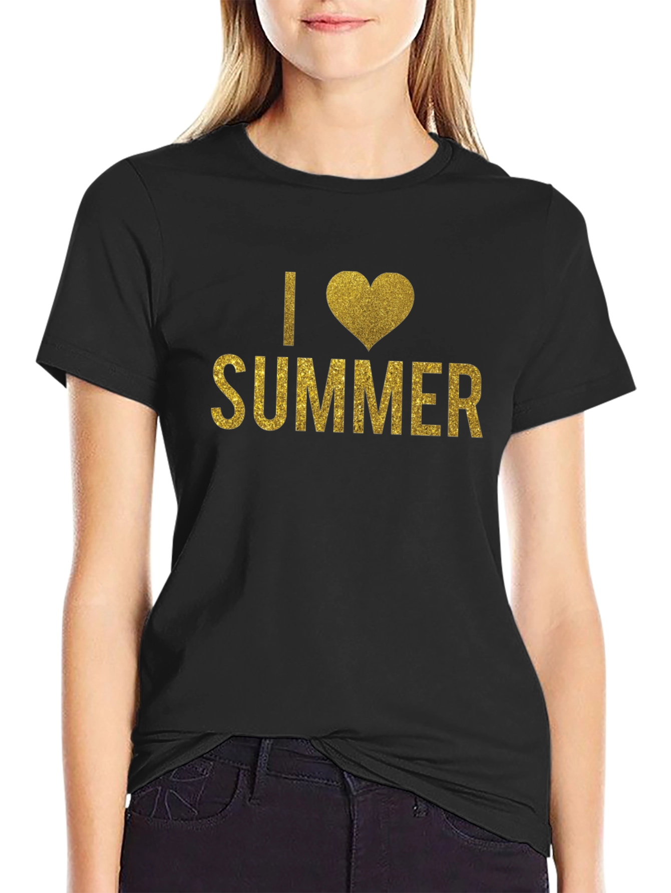 I Heart Summer Graphic Tee - Black Short Sleeve T-Shirt - 2