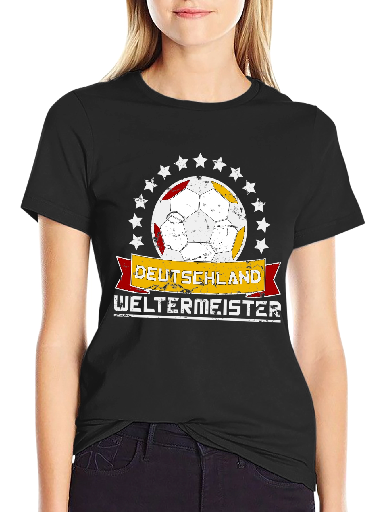 Black Deutschland Weltmeister Soccer T-Shirt view 2