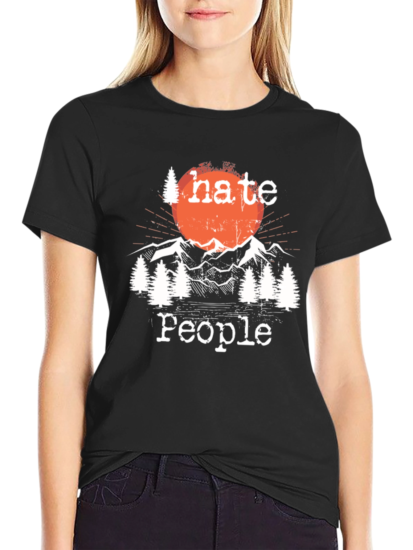 Black I Hate People Outdoors T-Shirt view 2