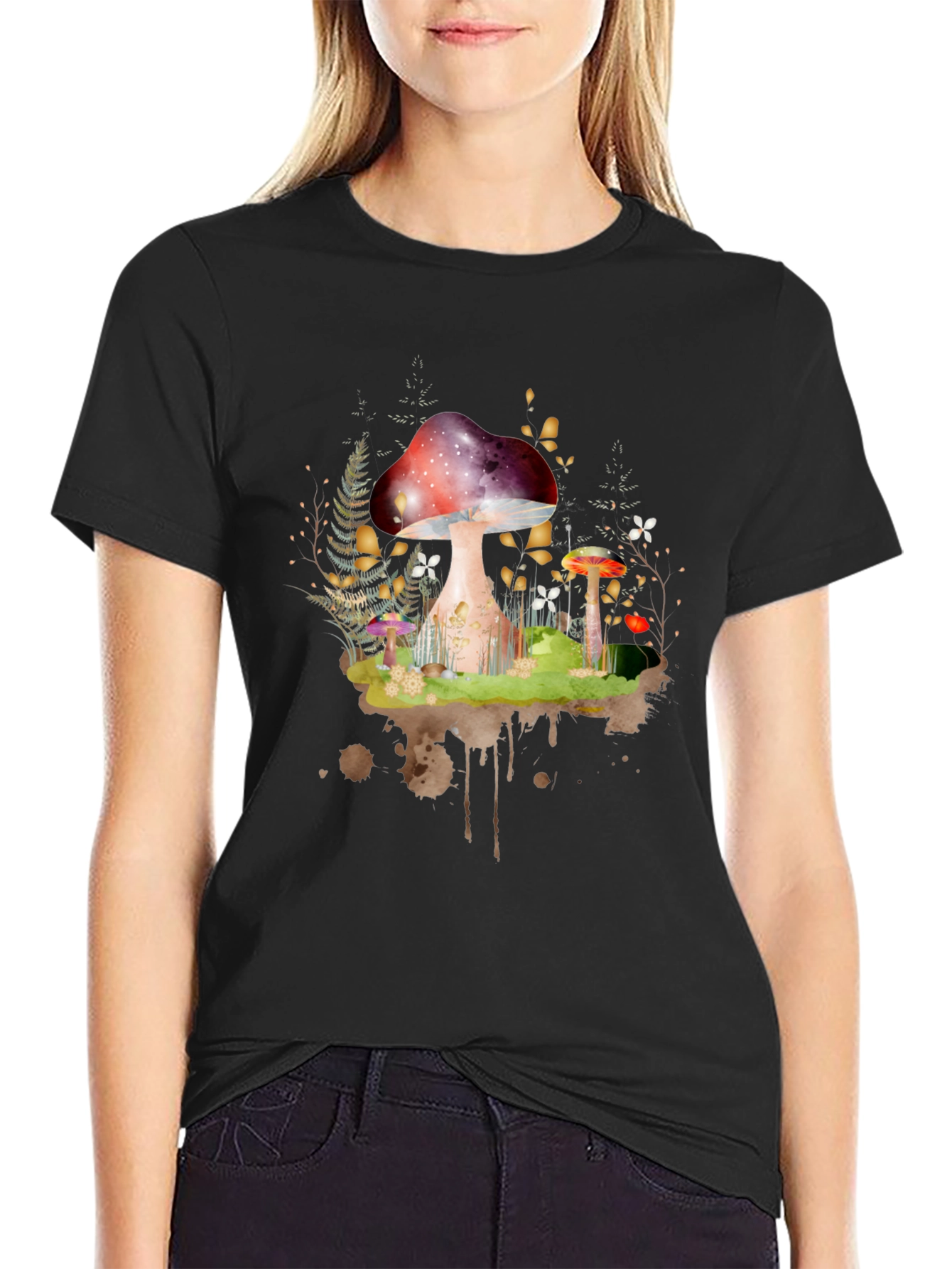 Black Mushroom Forest Graphic Tee - Unisex view 2
