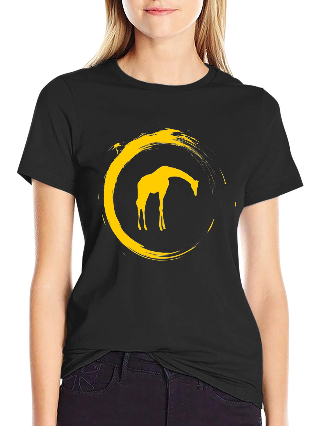 Black Giraffe Circle Graphic Tee - Modern Stylish Design view 2