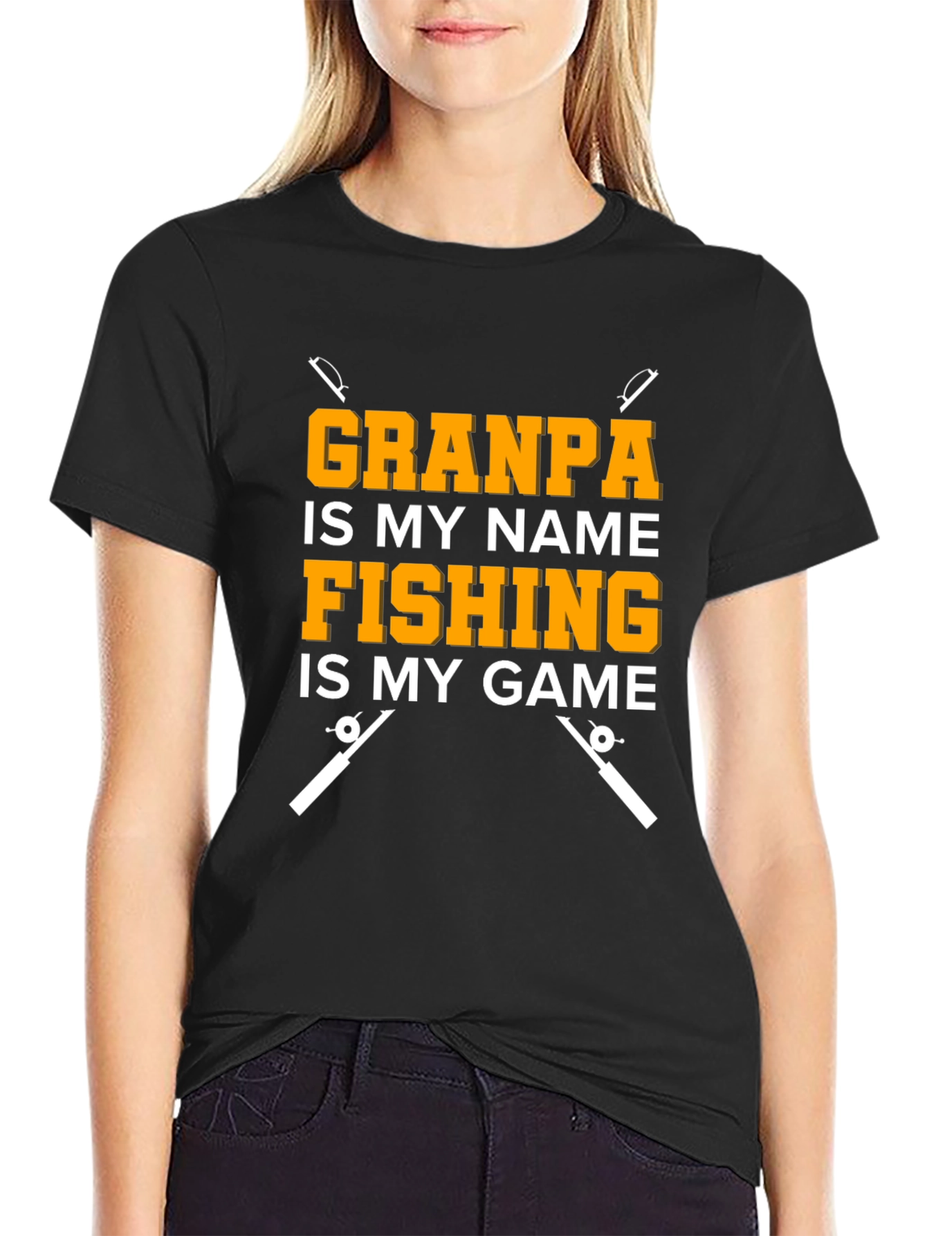 Black Grandpa Fishing T-Shirt - Novelty Fisherman Tee view 2