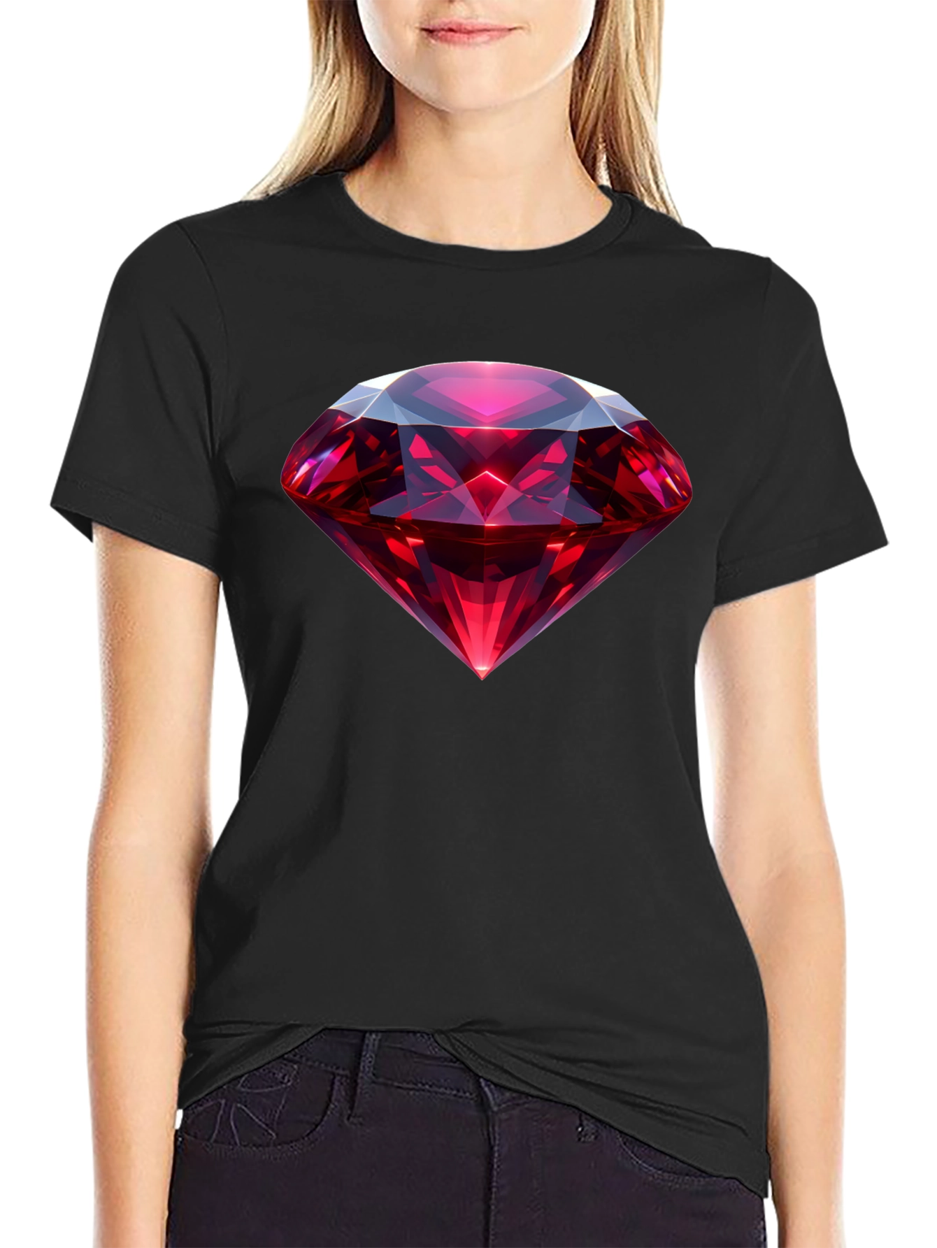 Black Ruby Gem Graphic Tee - Black view 2