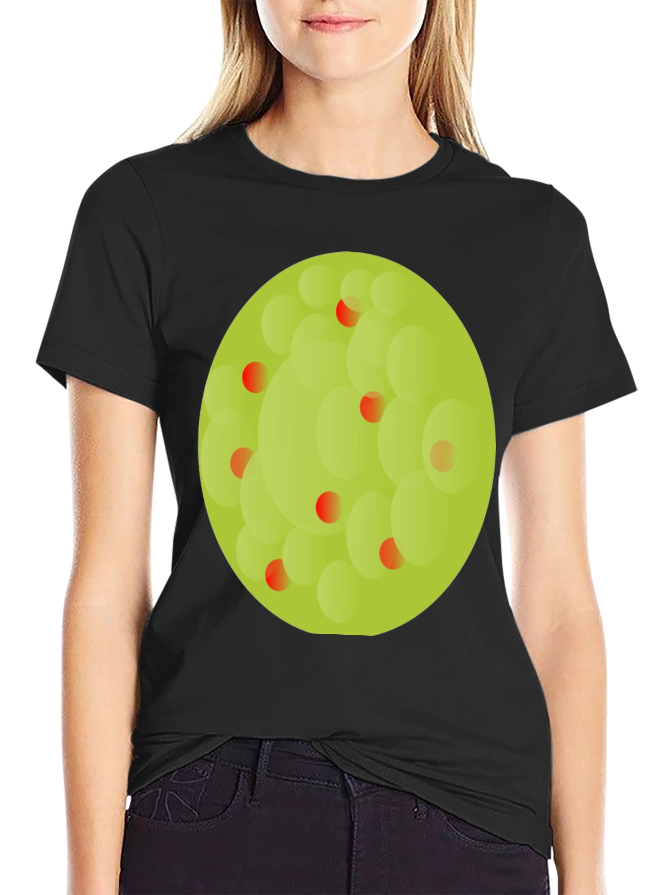 Black Black T-Shirt with Abstract Green Circle Graphic view 2