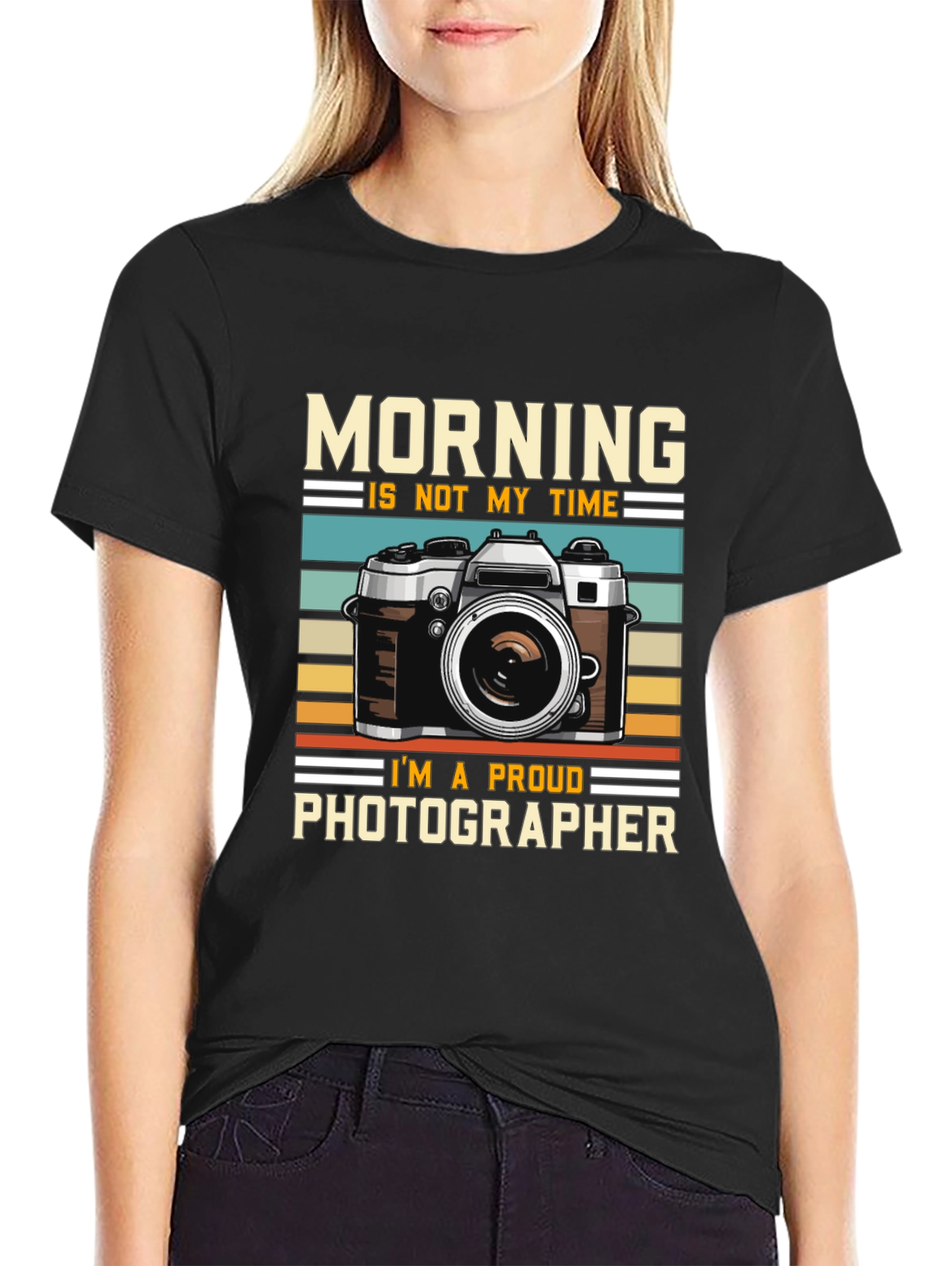 Black Photographer T-Shirt - Not a Morning Person view 2