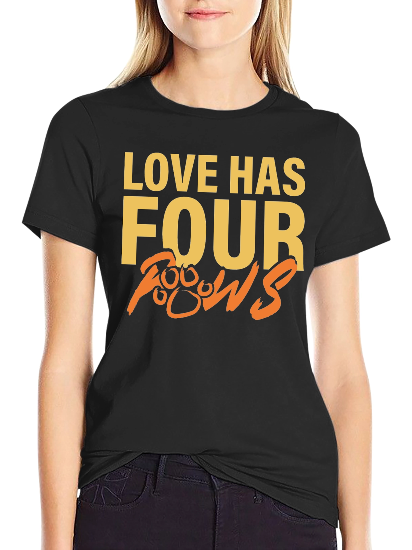 Black Love Has Four Paws Graphic T-Shirt view 2