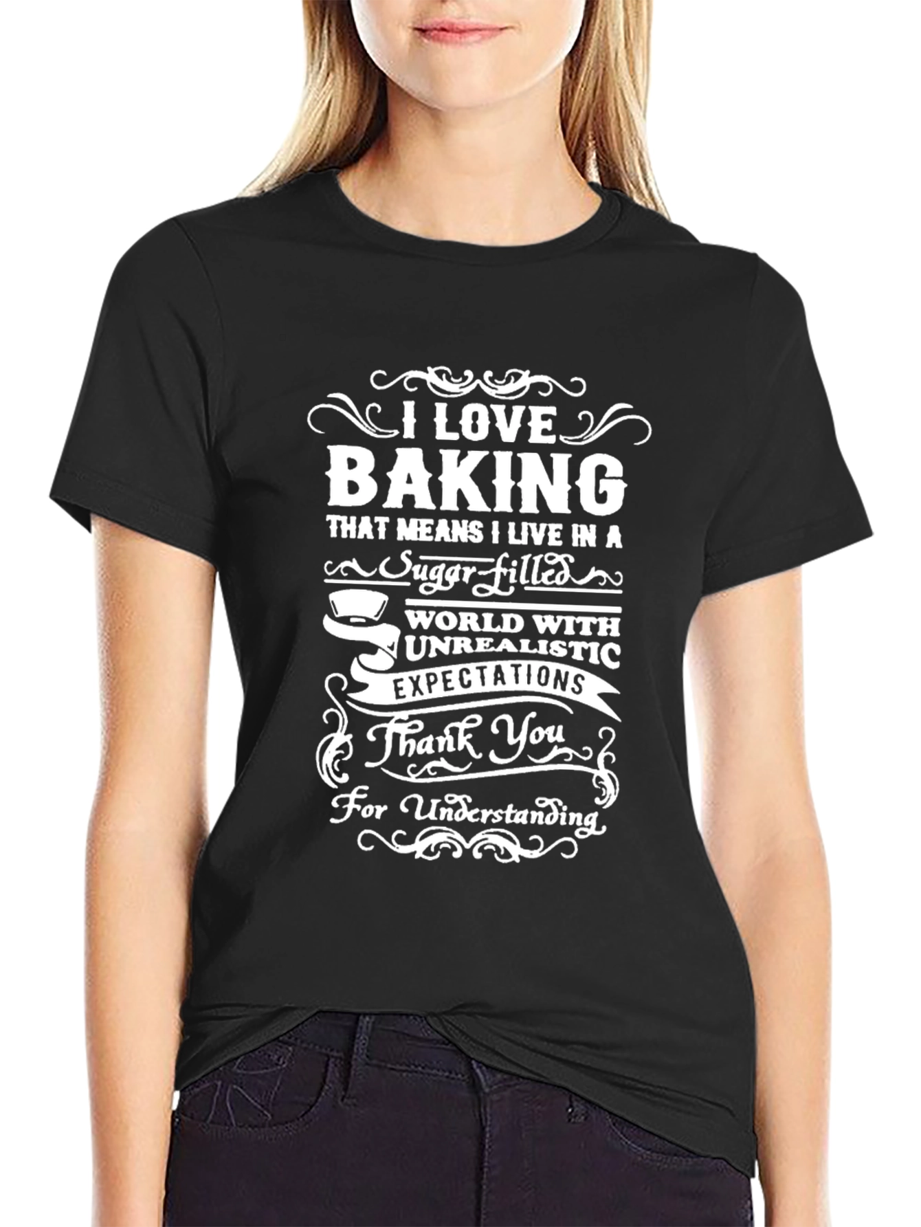 Black I Love Baking Graphic T-Shirt view 2