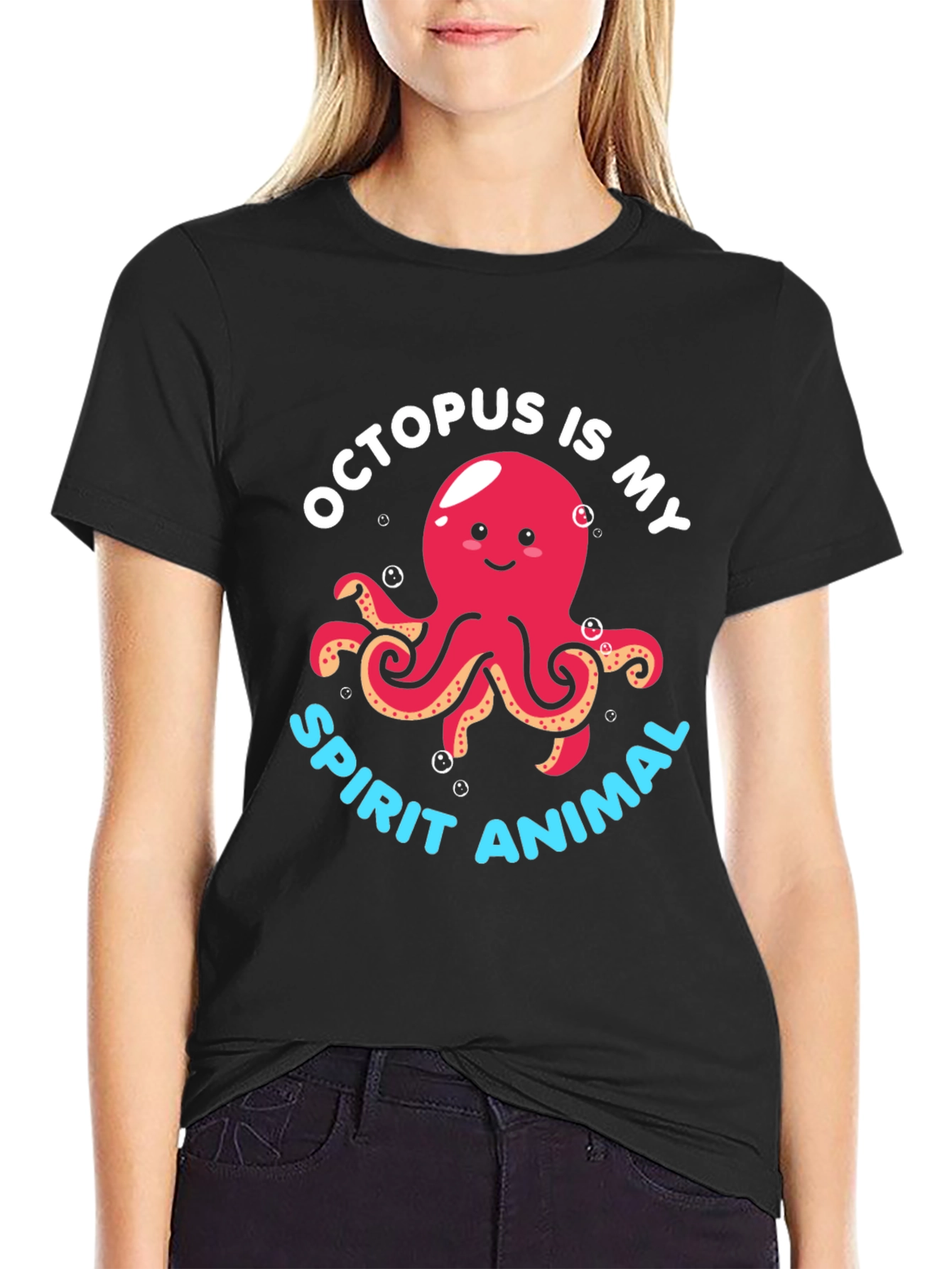 Black Octopus Spirit Animal Graphic Tee - Black view 2