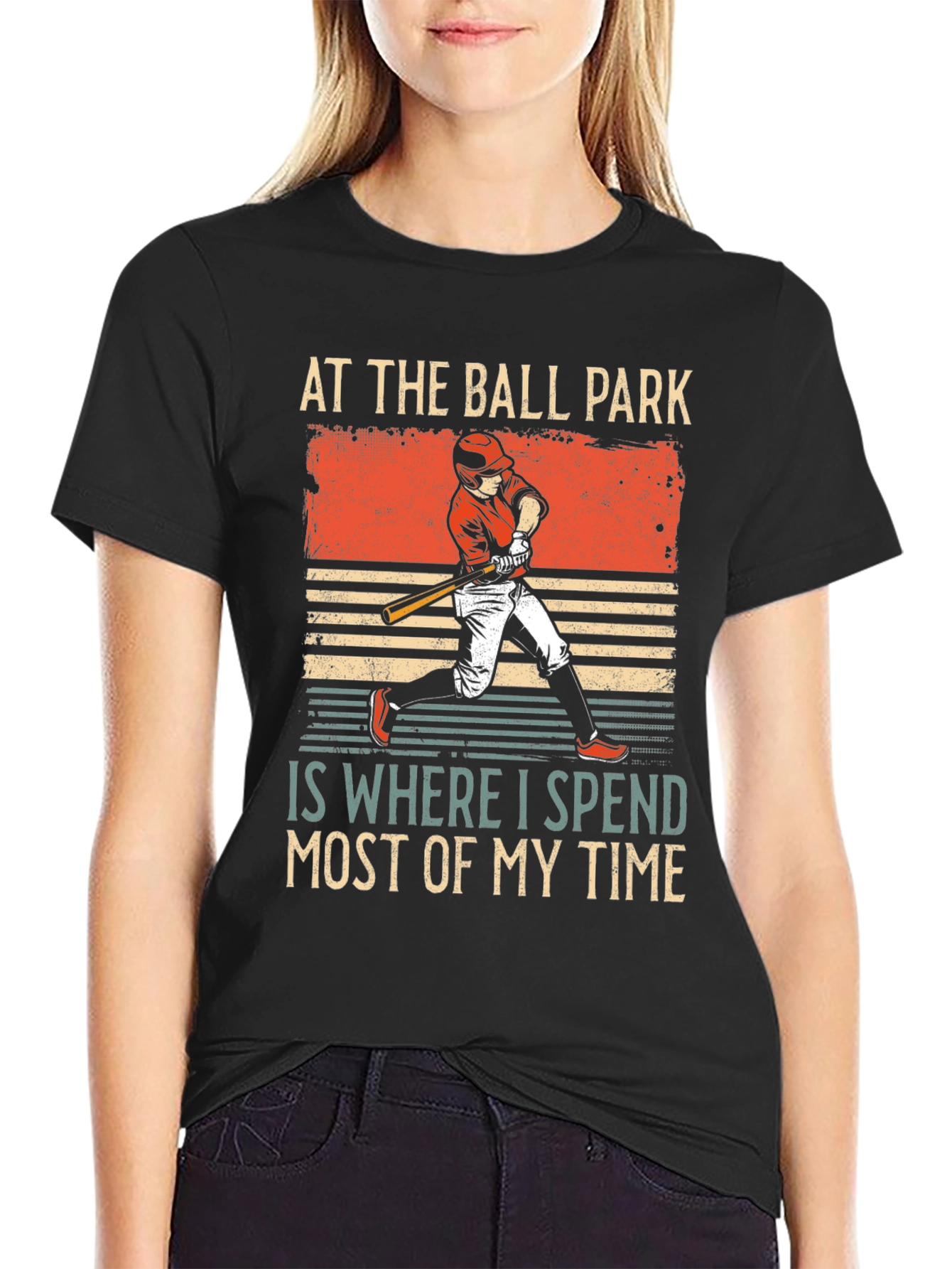 Black Baseball Fan T-Shirt: At The Ball Park view 2