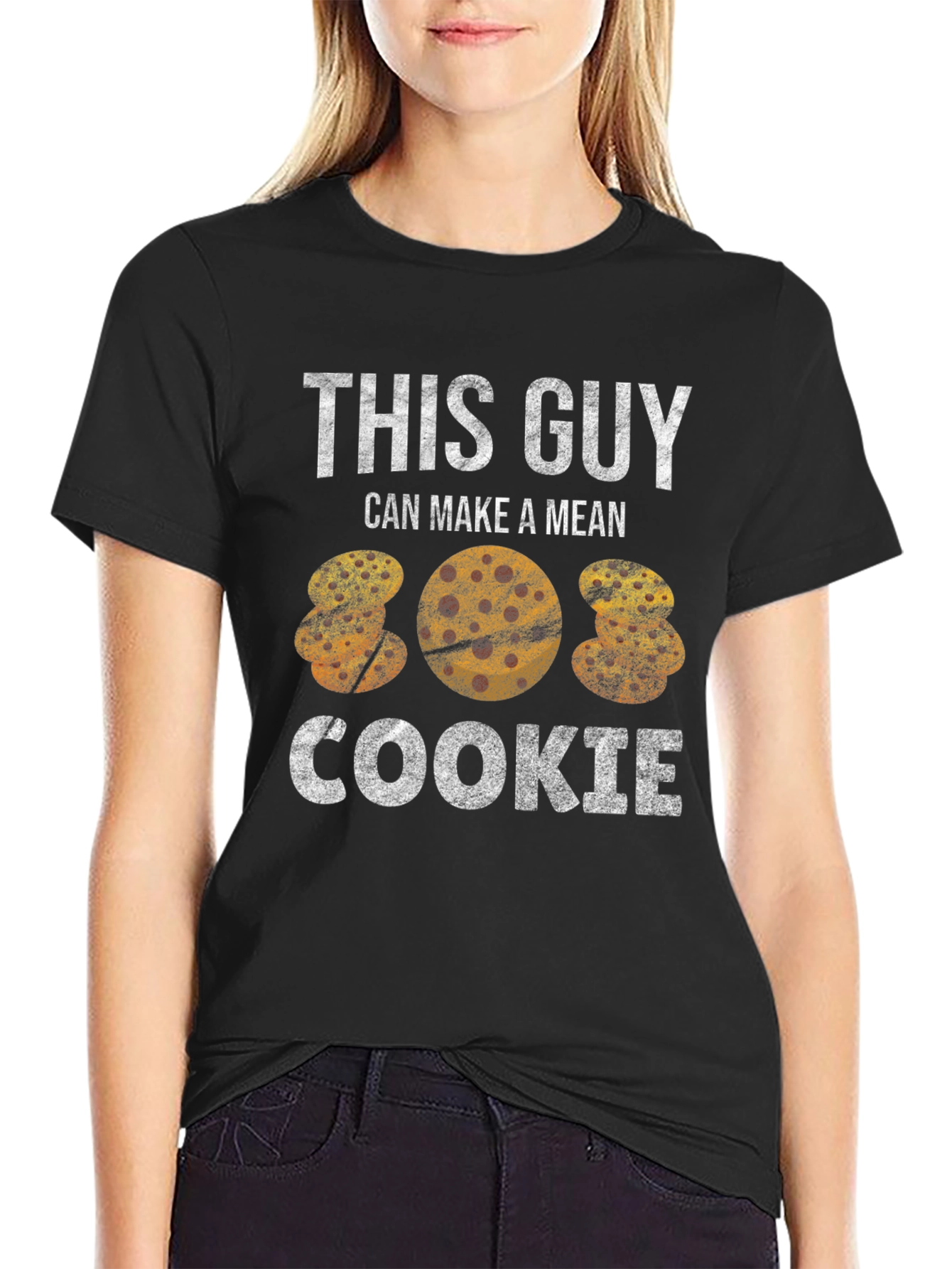 Black Funny Cookie T-Shirt - "This Guy Makes a Mean Cookie" view 2