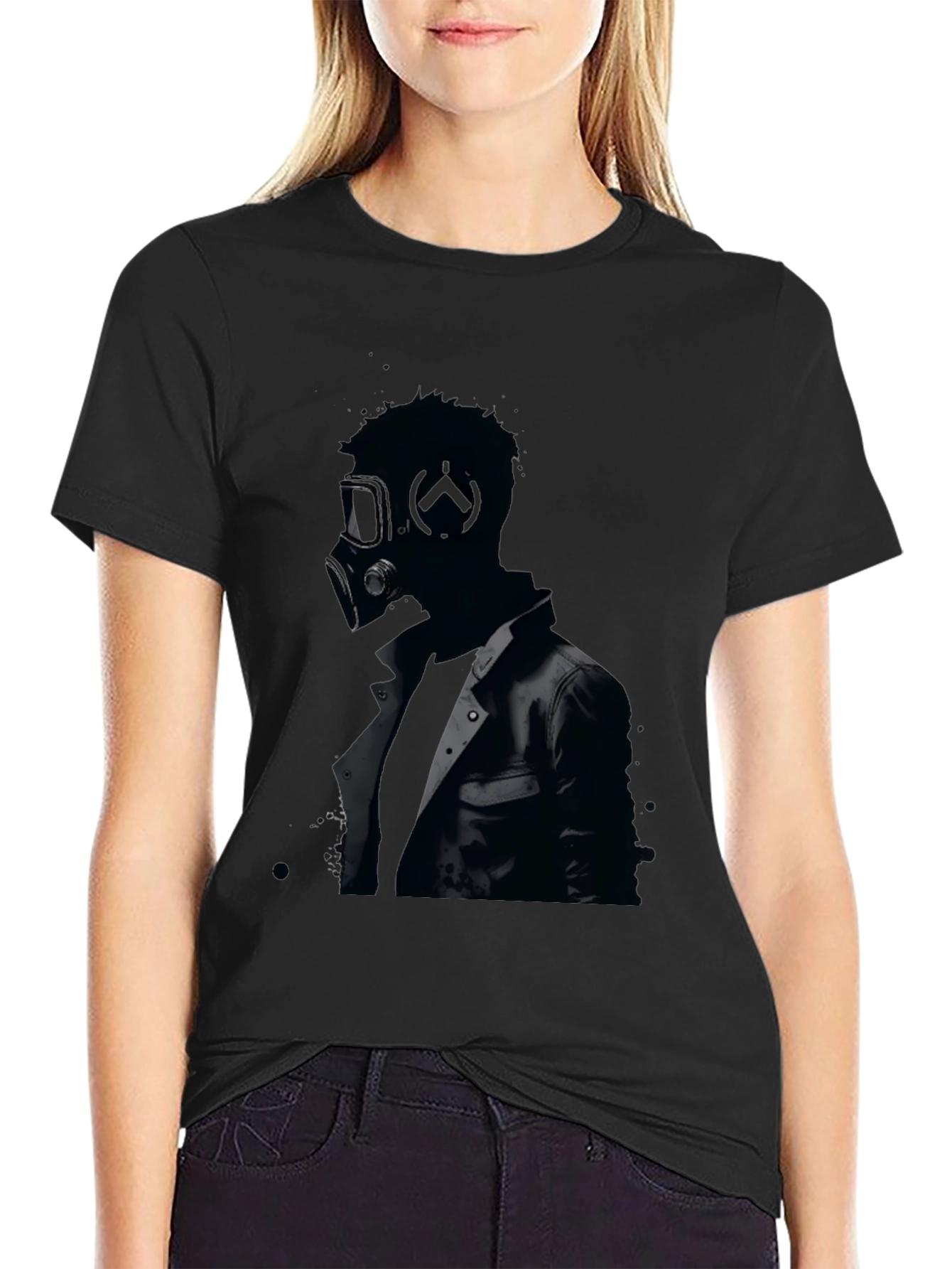 Black Gas Mask Graphic Tee - Men's Black T-Shirt view 2