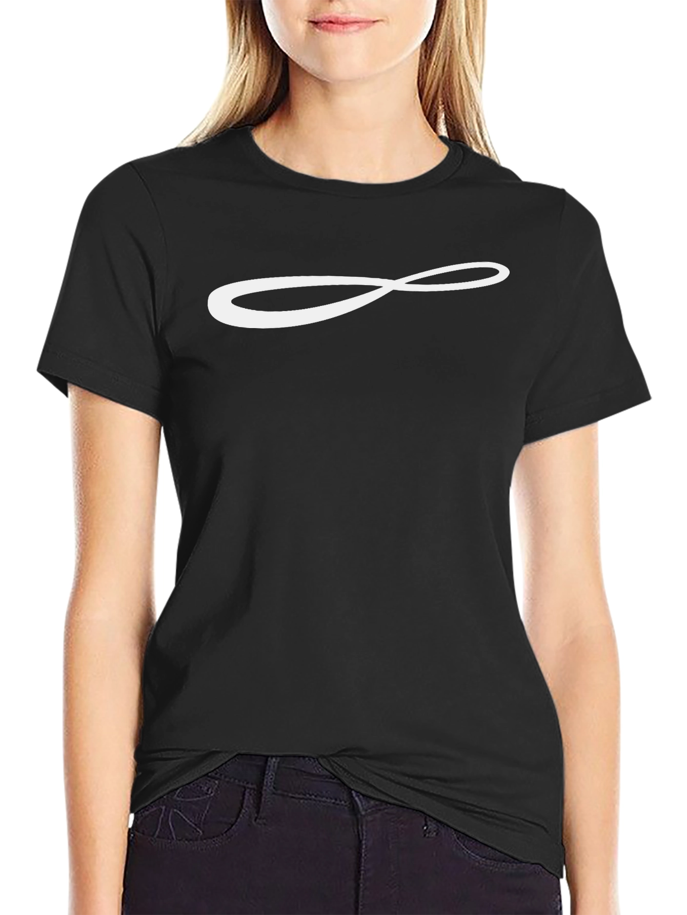 Black Black T-Shirt with Infinity Symbol Graphic Print view 2