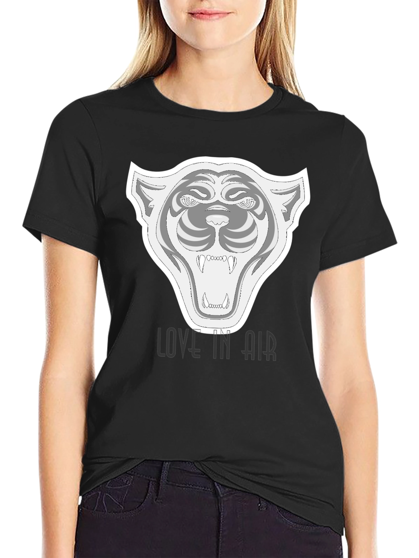 Black Black Graphic Tee - Fierce Tiger 'Love in Air' view 2