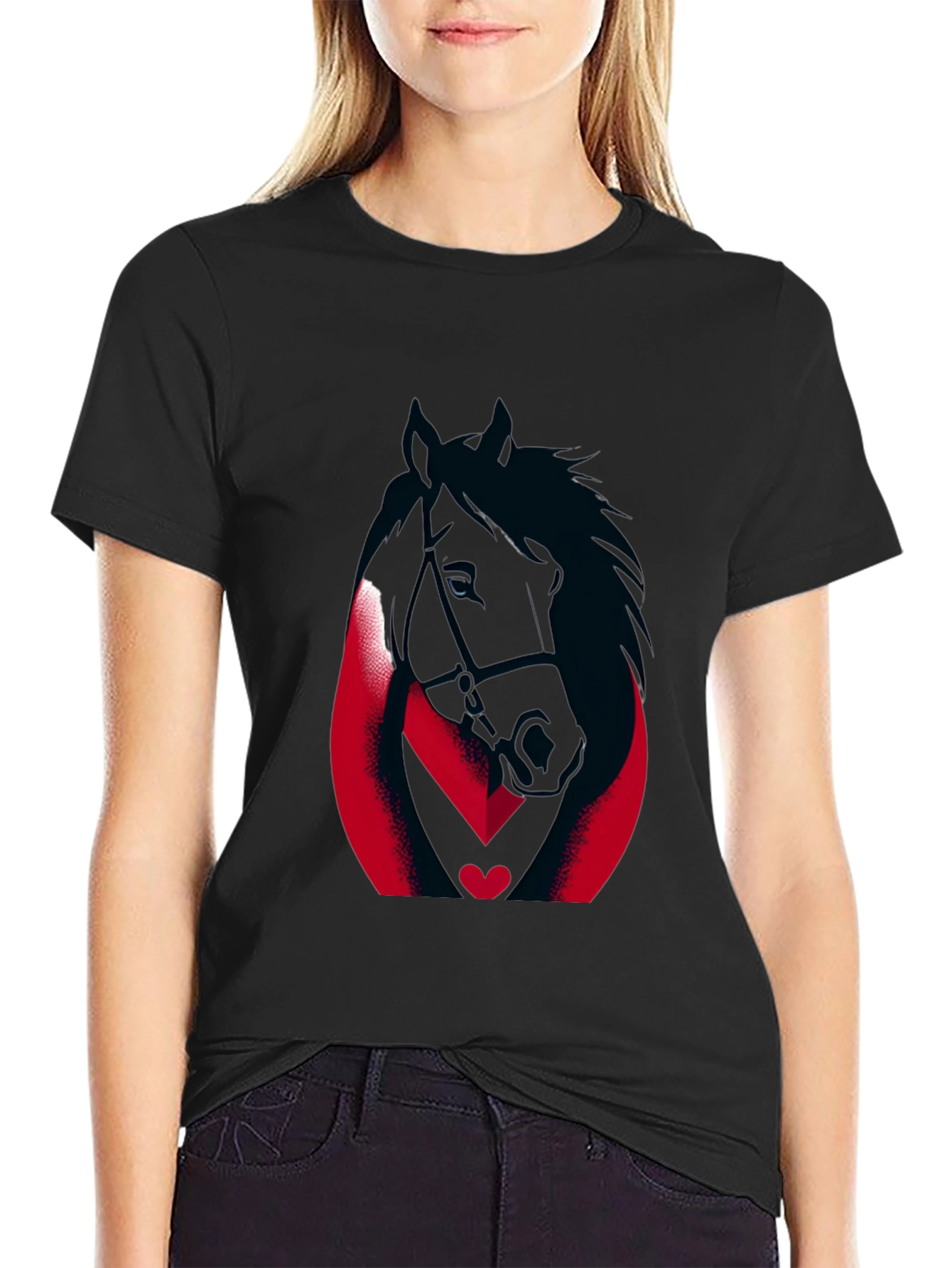 Black Horse Graphic Tee - Black Cotton Blend view 2