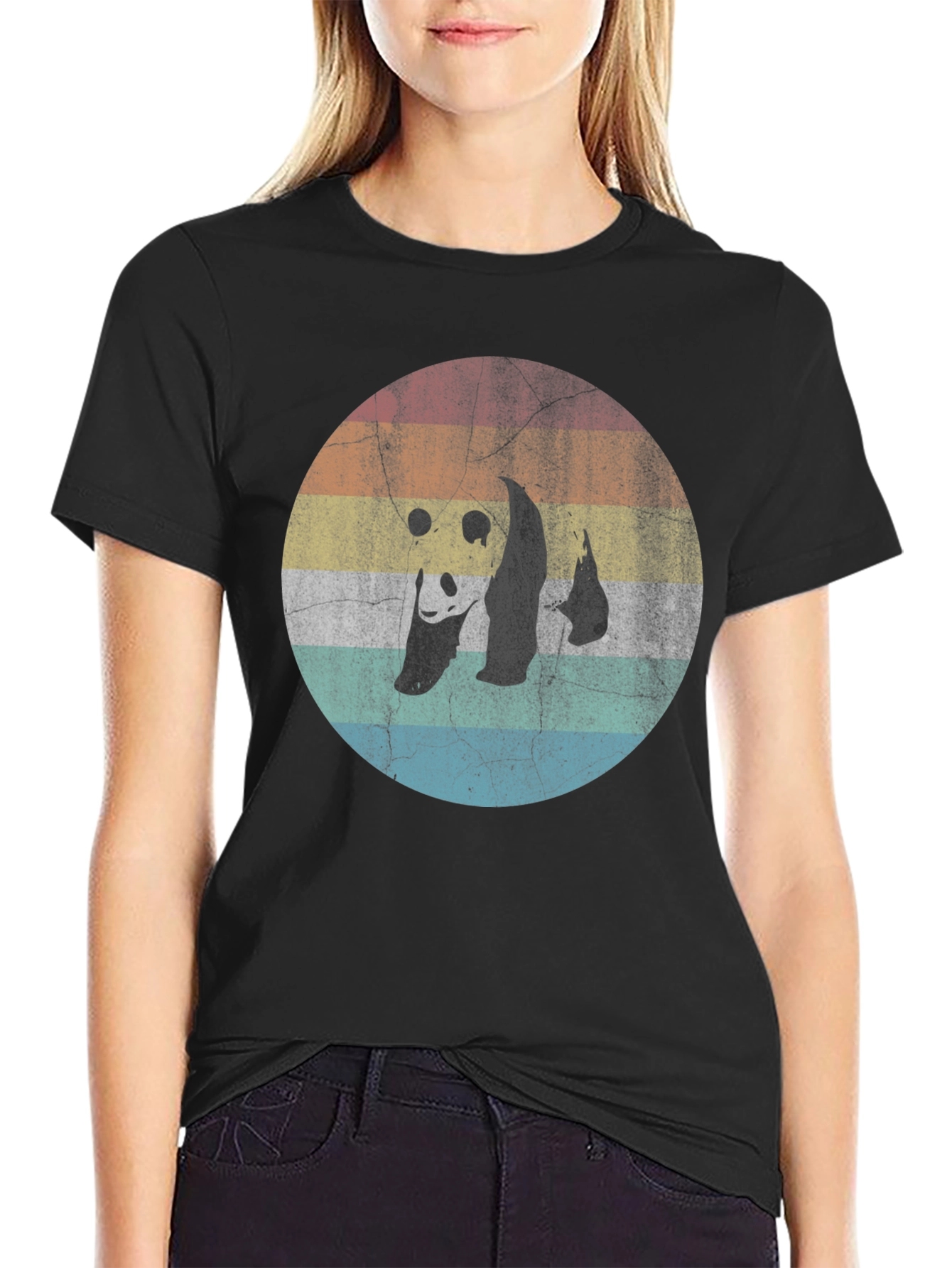 Black Retro Panda Graphic Tee view 2