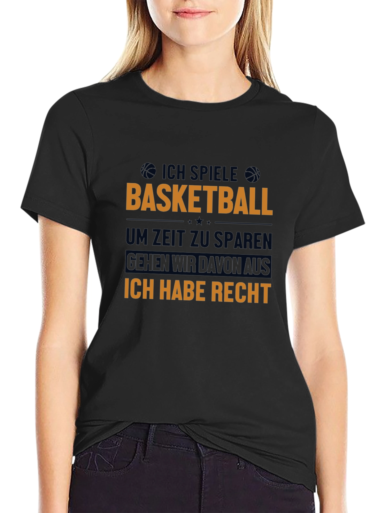 Black Basketball Player T-Shirt - "Ich Habe Recht" view 2