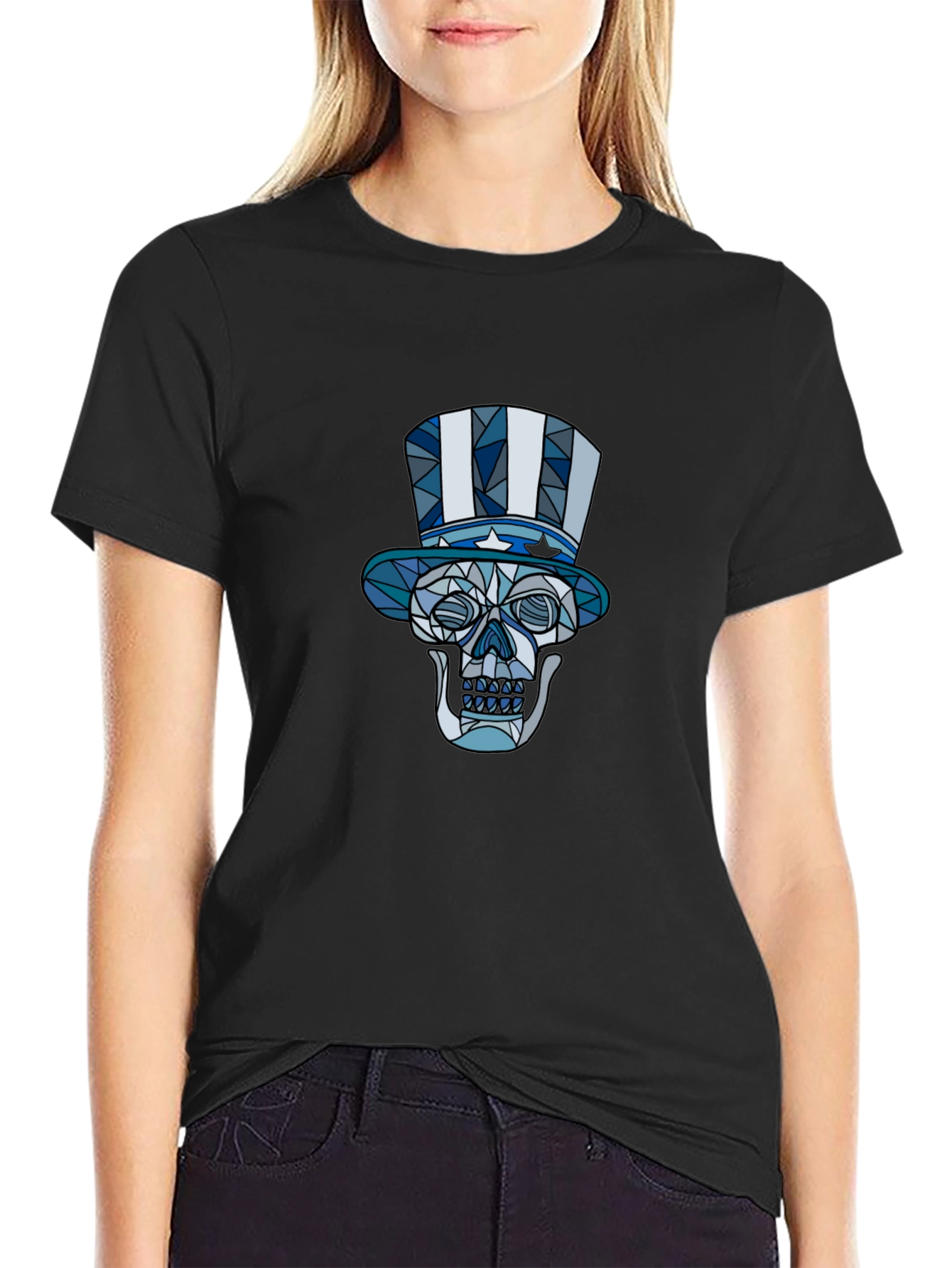 Black Patriotic Skull Graphic T-Shirt view 2