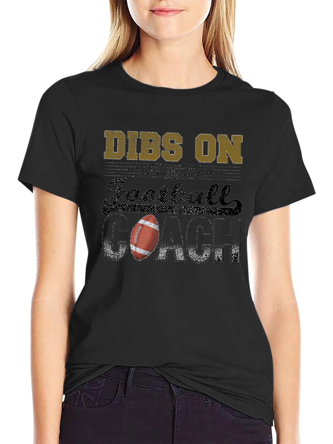 Black Dibs on Football Coach Graphic Tee view 2
