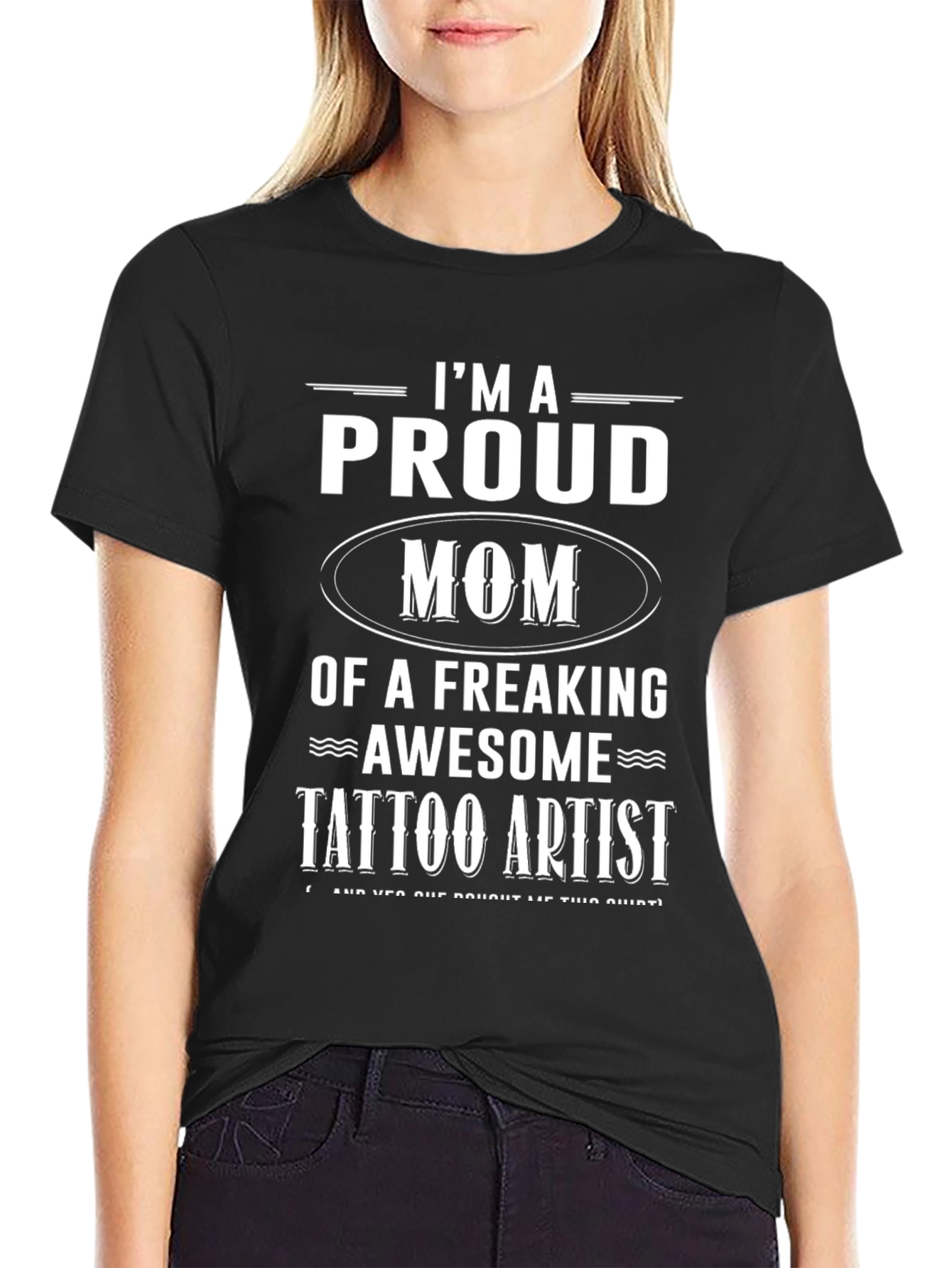 Black Proud Tattoo Artist Mom T-Shirt view 2