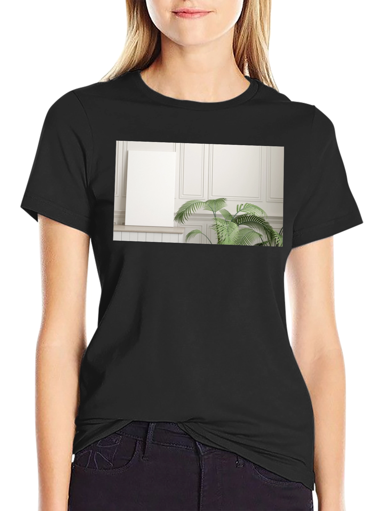 Black Modern Art Print T-Shirt view 2