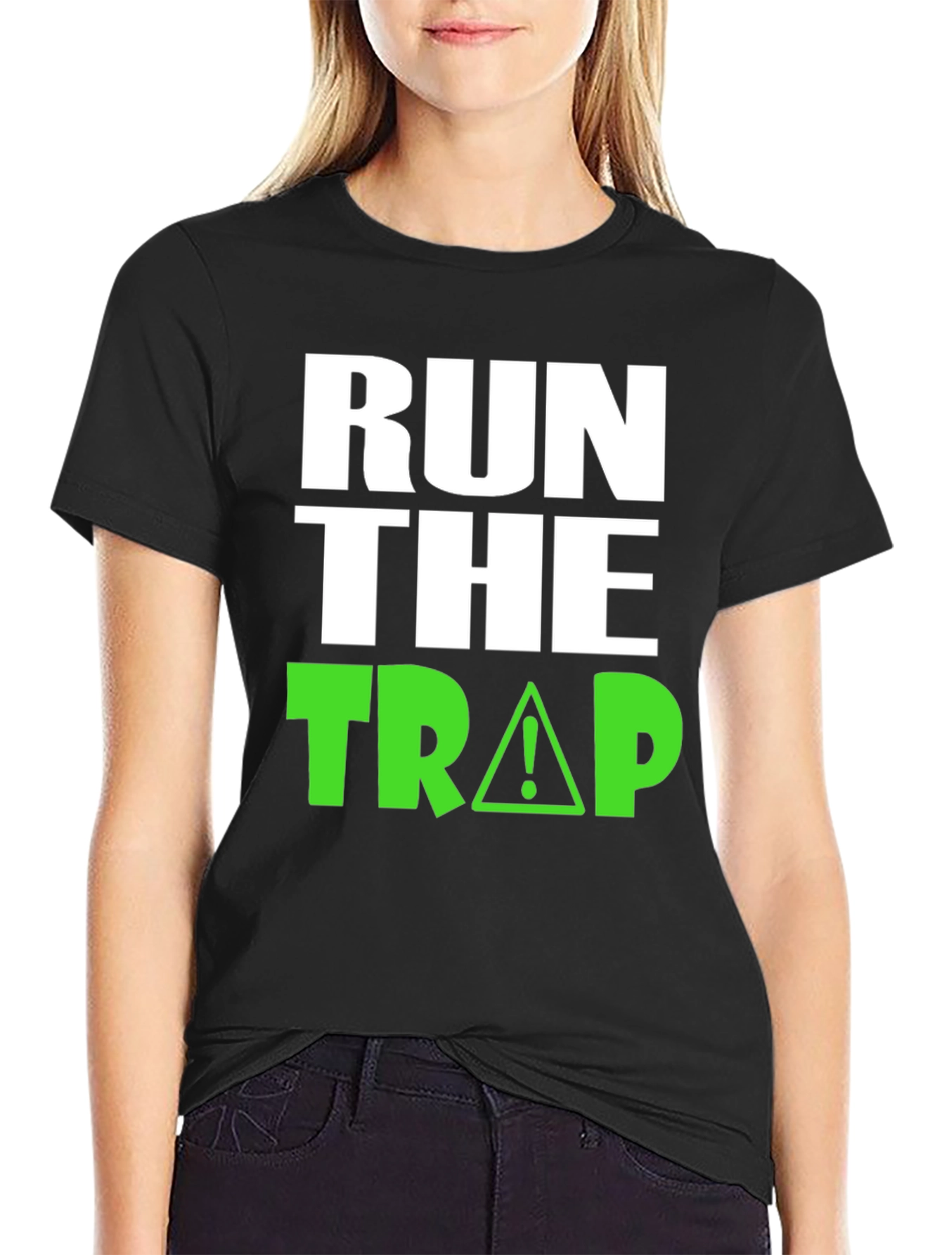 Black Run the Trap Black Graphic T-Shirt view 2