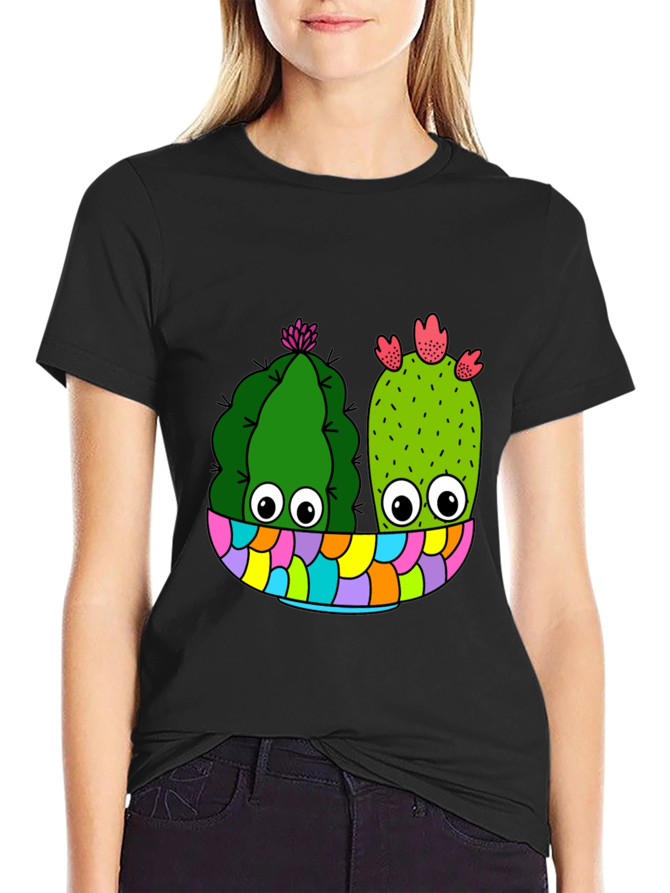 Black Cactus Crew Neck T-Shirt view 2