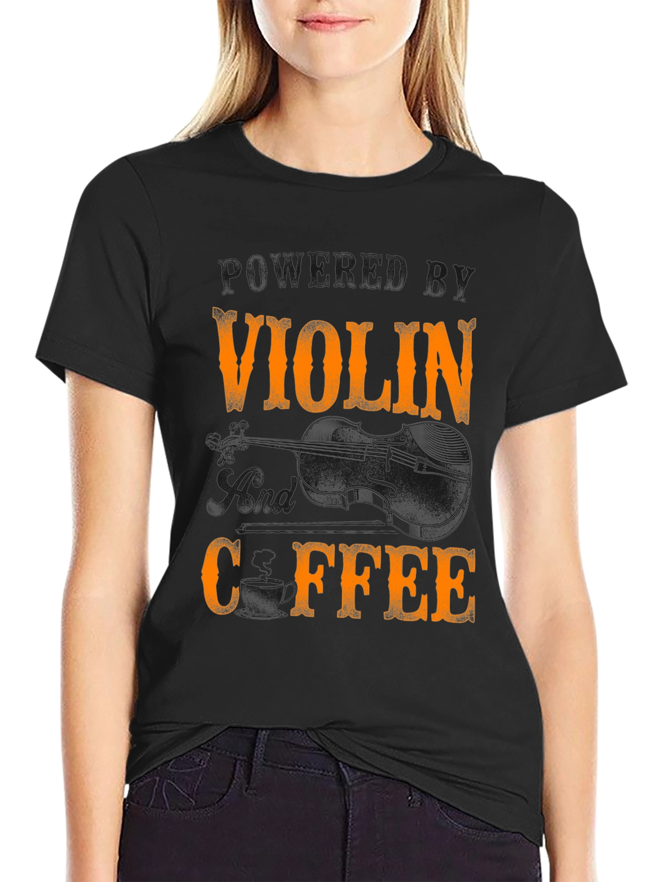Black Violin and Coffee T-Shirt - Musician's Tee view 2